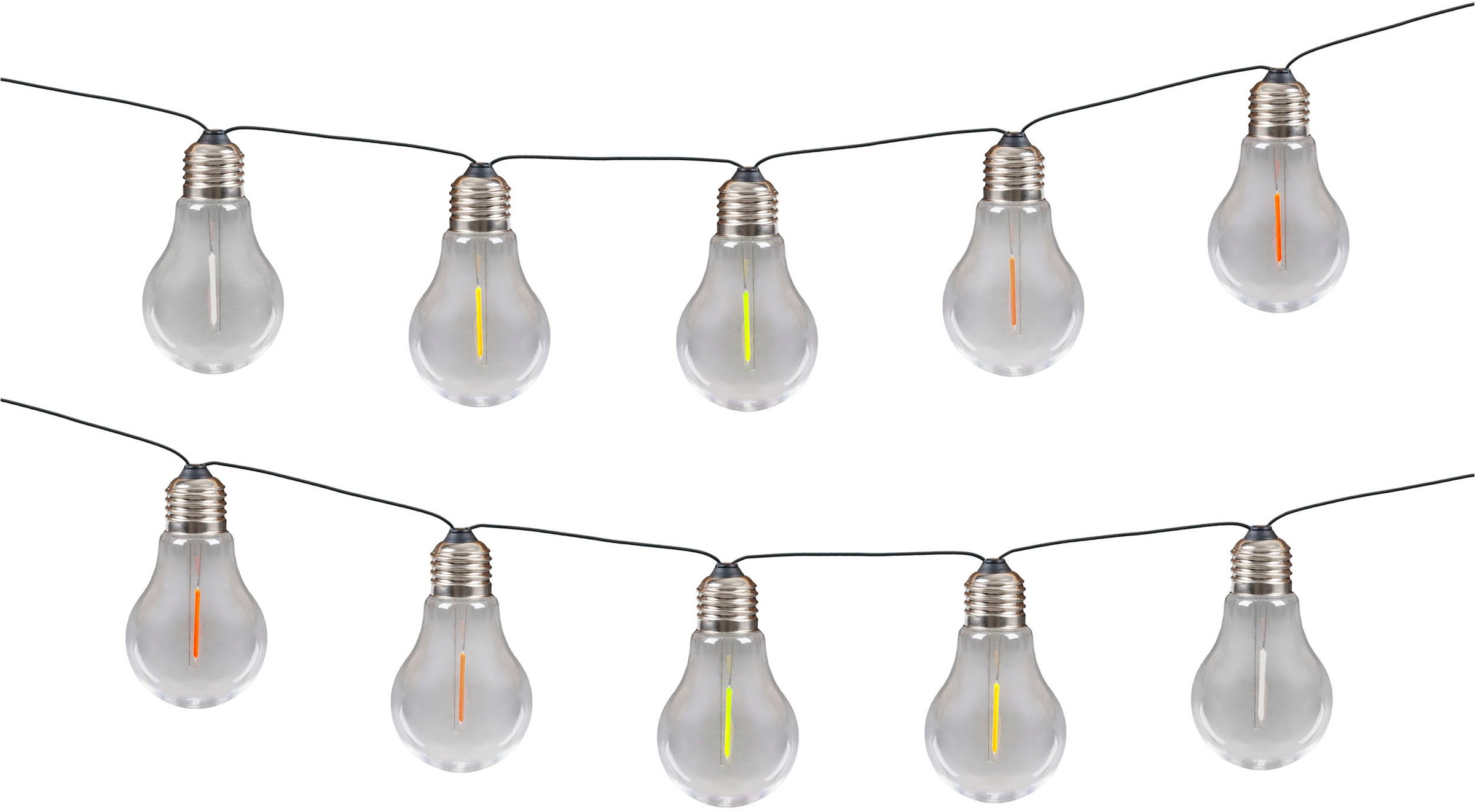 näve LED-Lichterkette »Linda«, 10 St.-flammig, Solar, 10 Glühbirnen klar, RGB-LED, Dämmerungssensor, Zuleitung 180cm