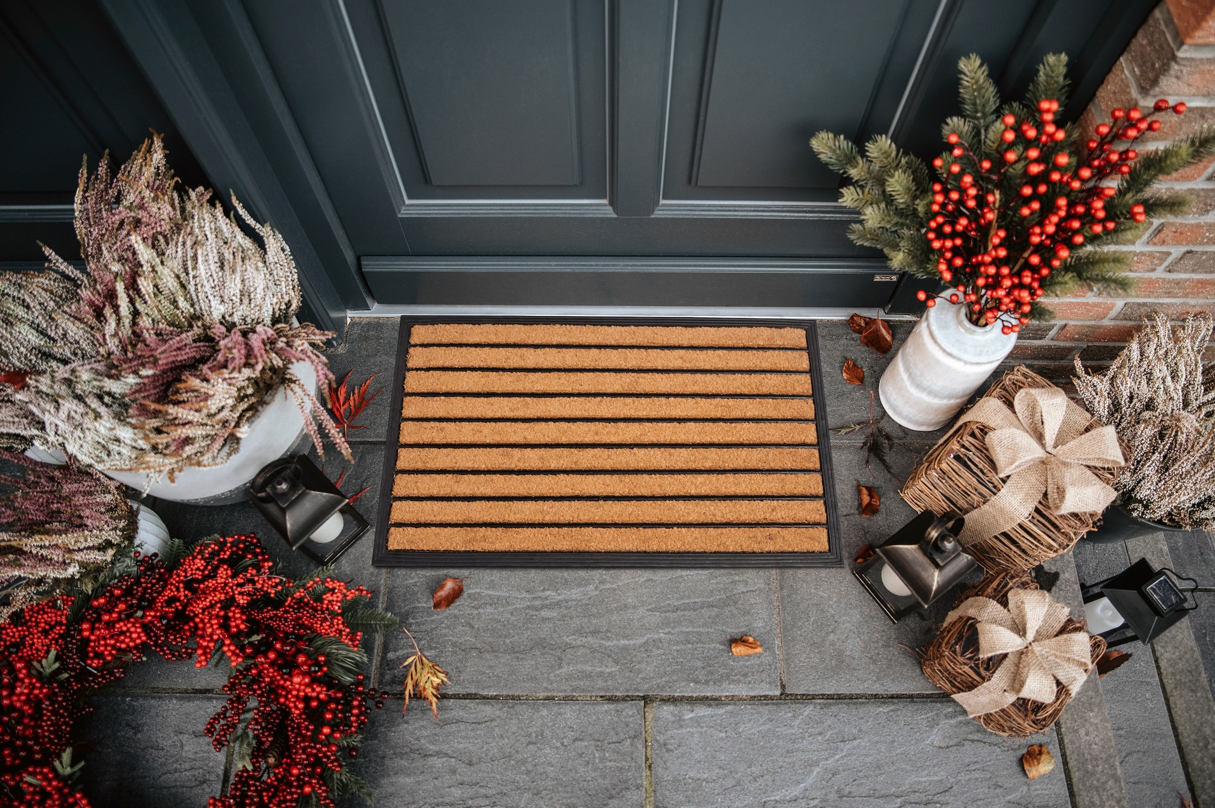 HANSE Home Fußmatte »Mix Mats Gummi Kokos Striped, Türmatte«, rechteckig, 20 mm Höhe, Strapazierfähig, pflegeleicht, robust, wetterfest, UV-beständig