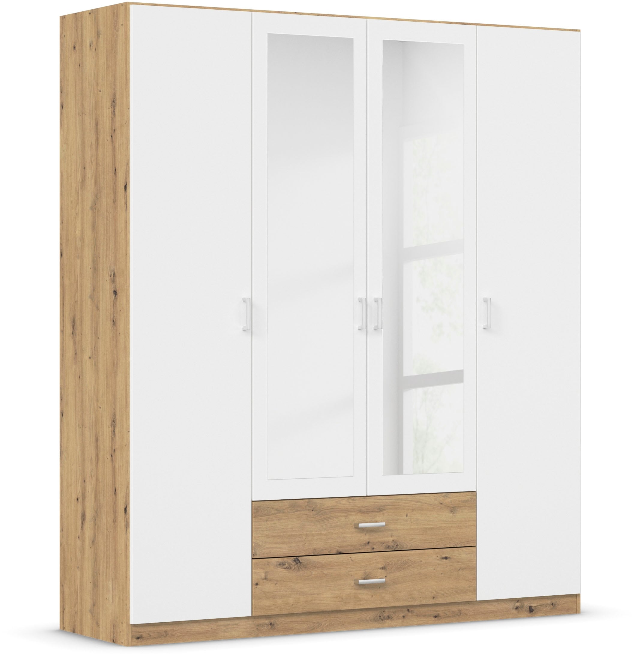 rauch Kleiderschrank "Schrank Garderobe Ankleide GAMMA Breiten 91/136/181/226/271/315/360 cm" in 3 Ausstattungen BASIC/CLASSIC/PREMIUM (inkl. SOFT-CLOSE-Funktion), verschiedene Griff-Varianten, mit Spiegel TOPSELLER MADE IN GERMANY