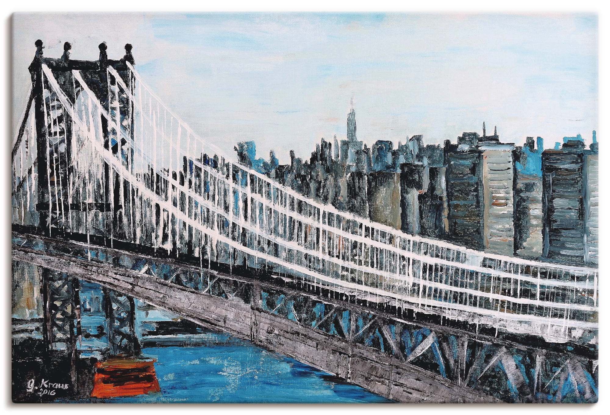 Artland Leinwandbild "New York Brooklyn Bridge", Amerika, (1 St.), auf Keilrahmen gespannt