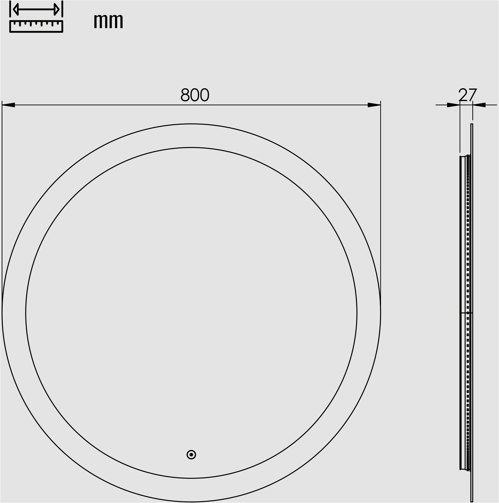 Badspiegel »Vega Rund, Badzimmerspiegel mit LED Beleuchtung, Lichtspiegel«, (1 St.), Touchpanel für Lichtsteuerung, Dimmbar Spiegel, Dänisches Design