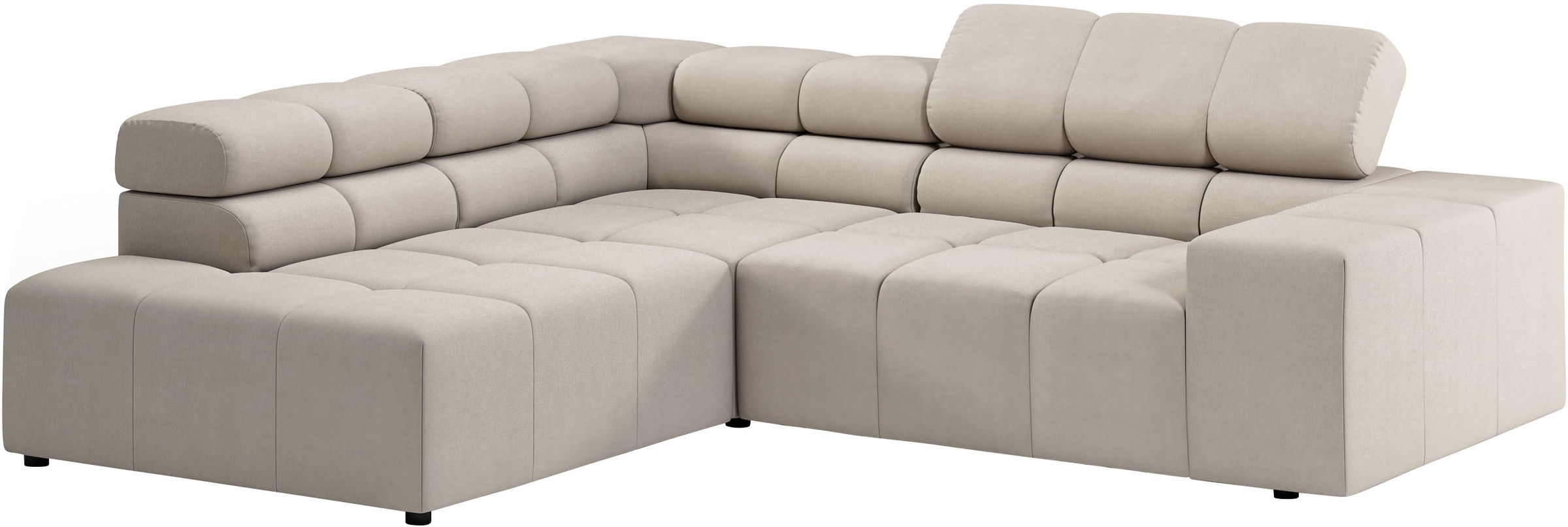 INOSIGN Ecksofa »Ancona, incl. Kopfteilverstellung + 3 Zierkissen, L-Form, bequem«, wahlweise motorische Sitztiefenverstellung, B/T(H: 249/215/70 cm