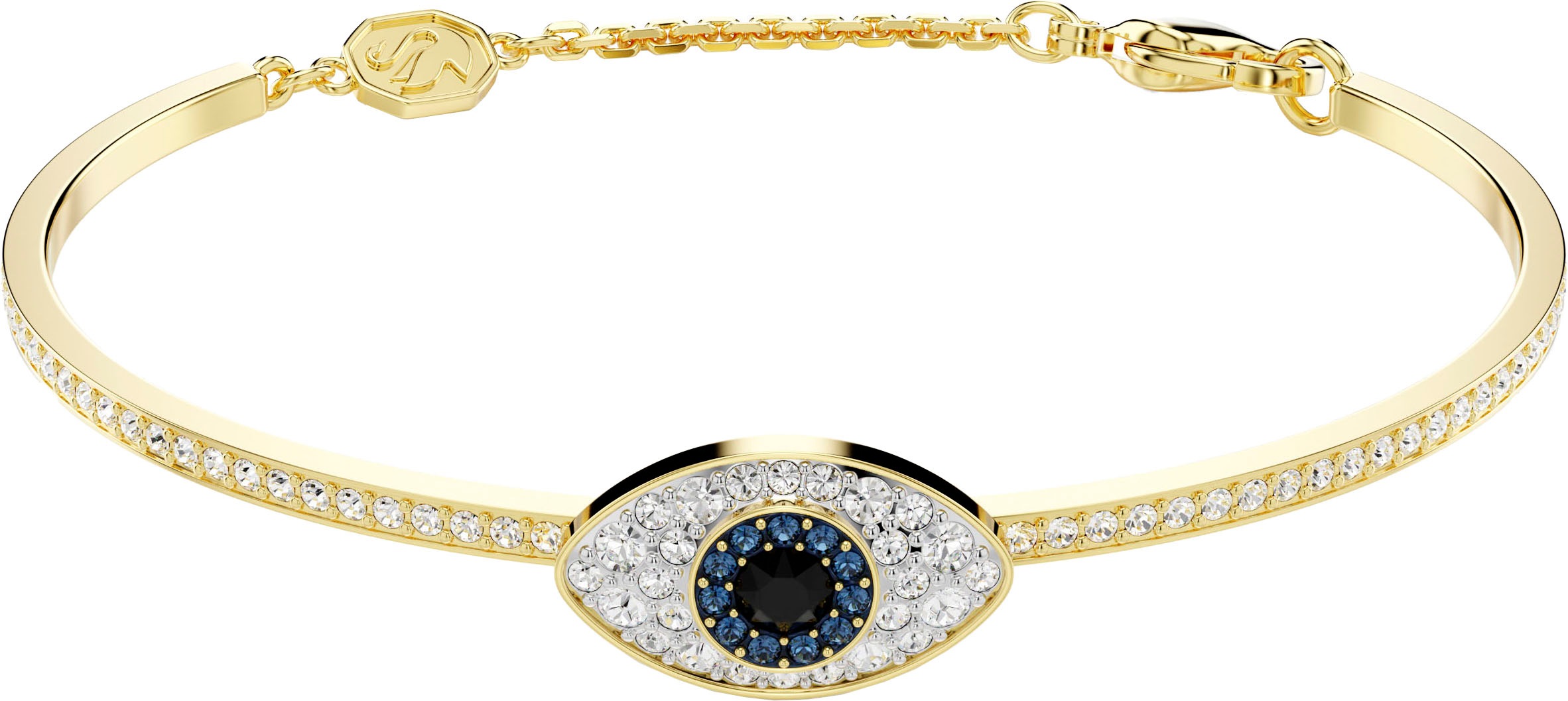 Armband SWAROVSKI "Armkette Symbolica Glücksklee Magisches Auge Hufeisen" Gr. M, blau (gelbgoldfarben, blau, schwarz, kristallweiß, blau, schwarz, kristallweiß), Armbänder, Damen, M, Metall Perlen, Metall, Perlen, Armband, mit Swarovski Kristall - mit Swa 3