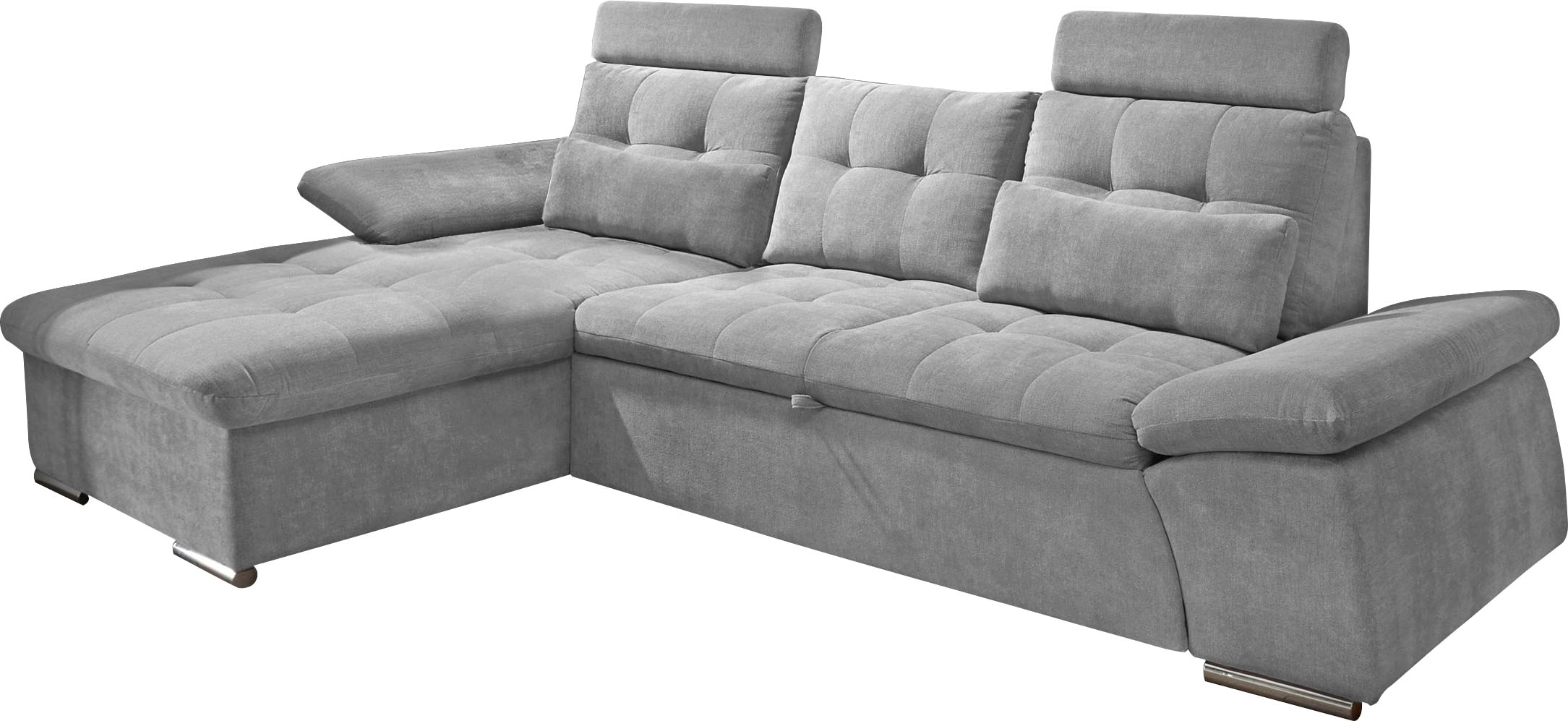 ED EXCITING DESIGN Ecksofa »Nalo L-Form«, mit Bettfunktion, Armteilverstellung, Kopfstützen & 2 Nierenkissen