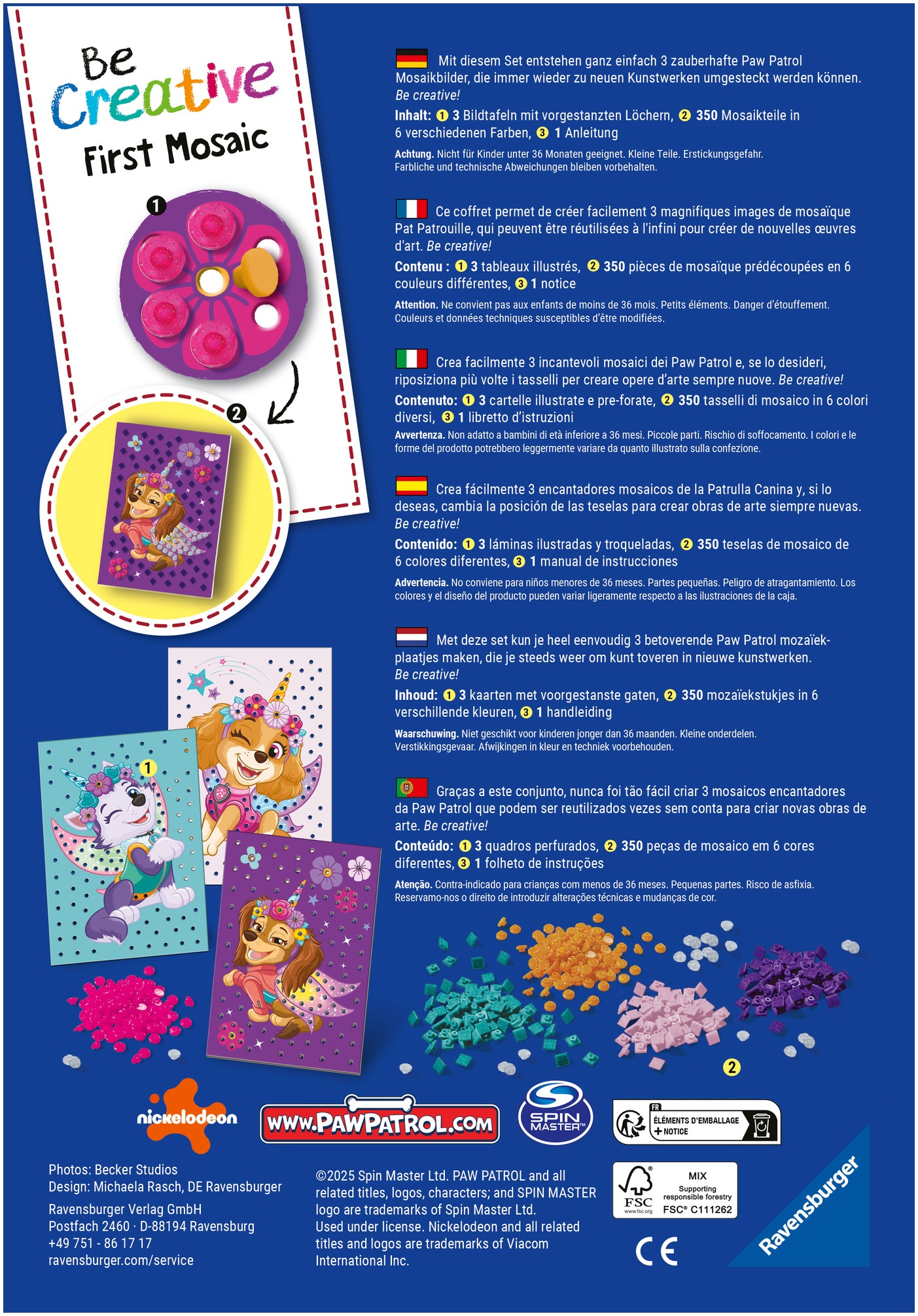 Ravensburger Kreativset »BeCreative Midi, Mein erstes Mosaik Paw Patrol« Made in Europe