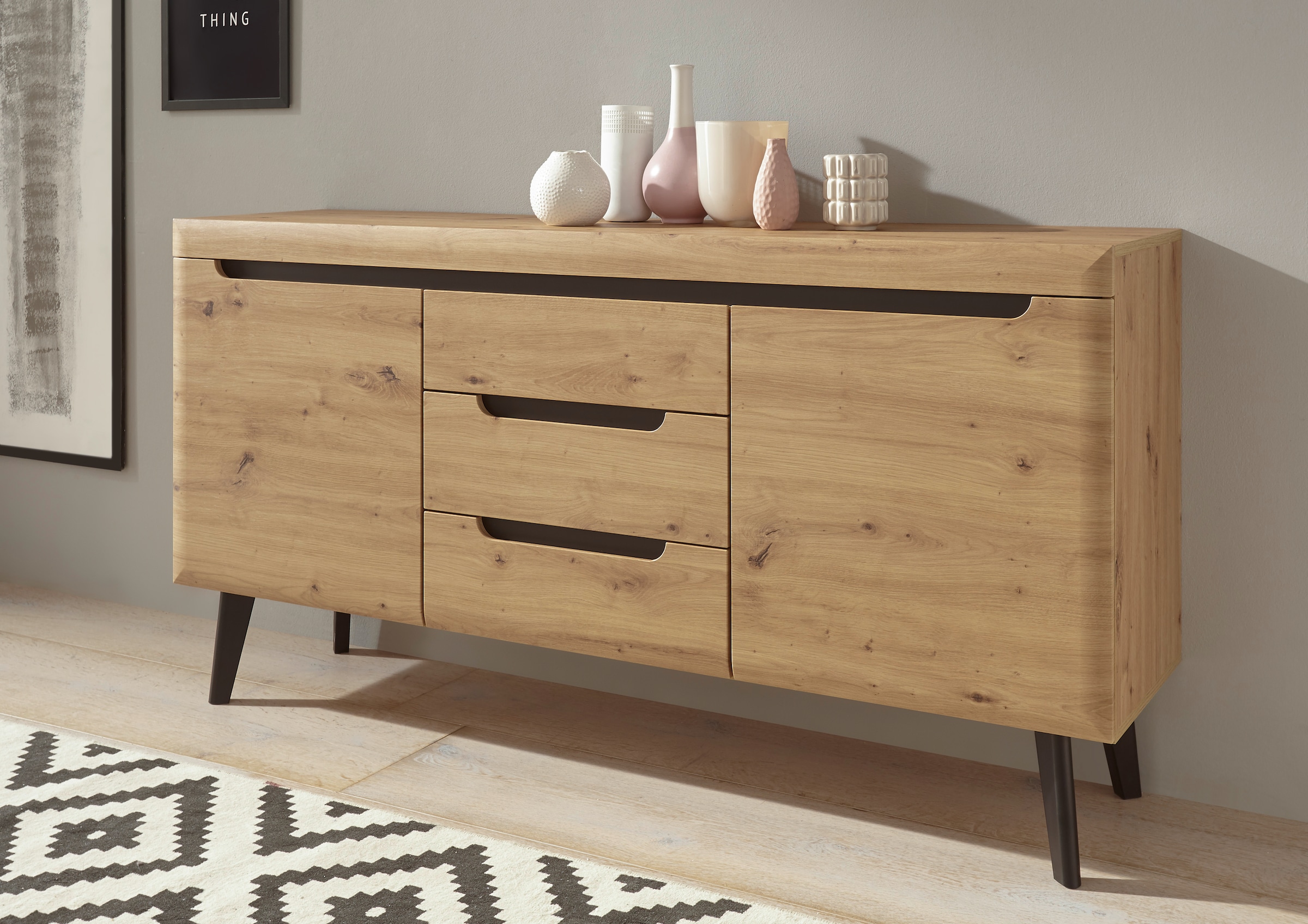 INOSIGN Sideboard »Sideboard Torge, Anrichte im skandinavischen Design, Kommode«, (1 St.), abgeschrägte Füße; in zwei Farben und Größen erhältlich