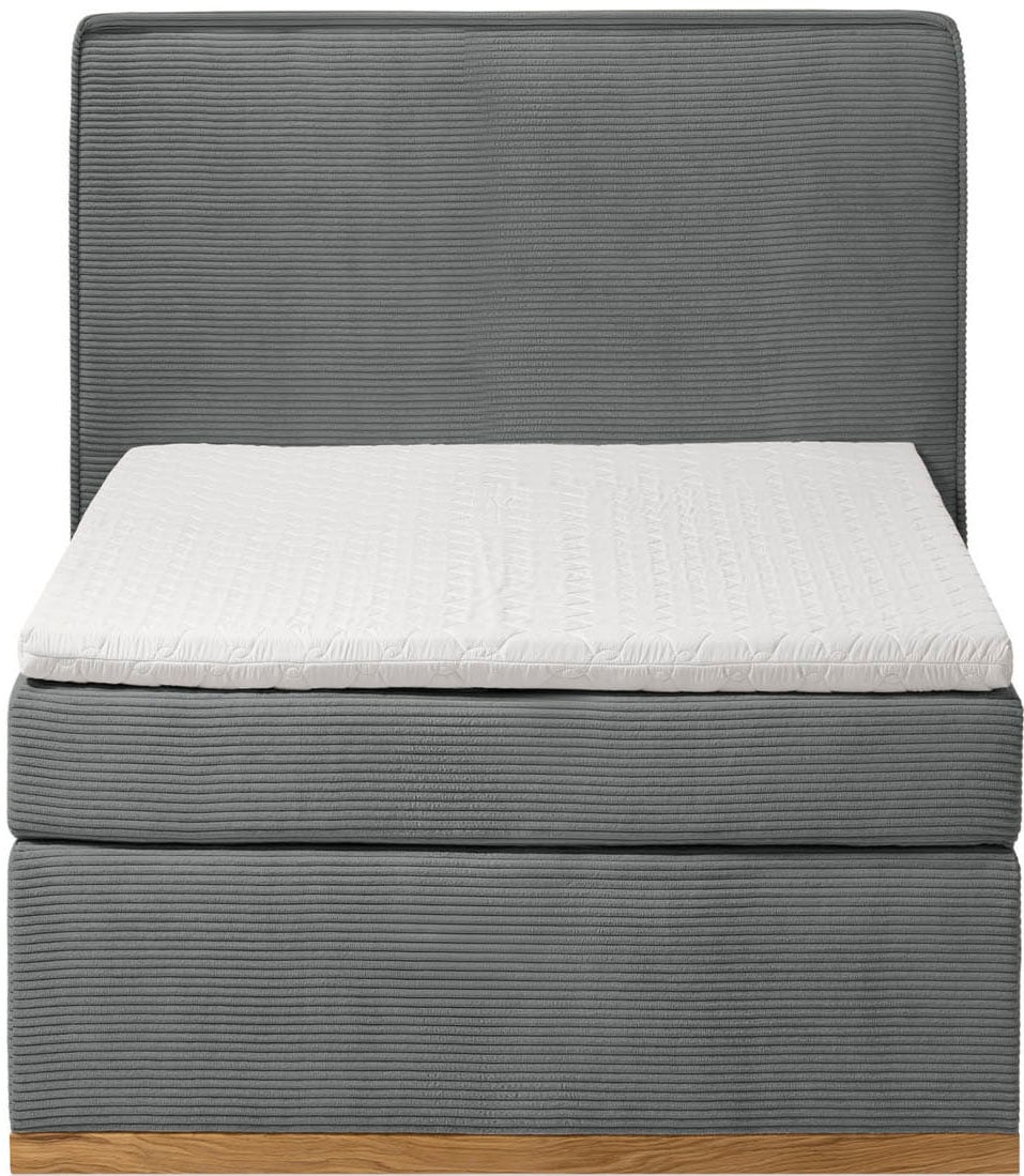 Home affaire Boxspringbett »SHERWOOD Hotelbett, Polsterbett«, Hochwertiger Cord,weiche Velours-Struktur, mit Topper, Eiche