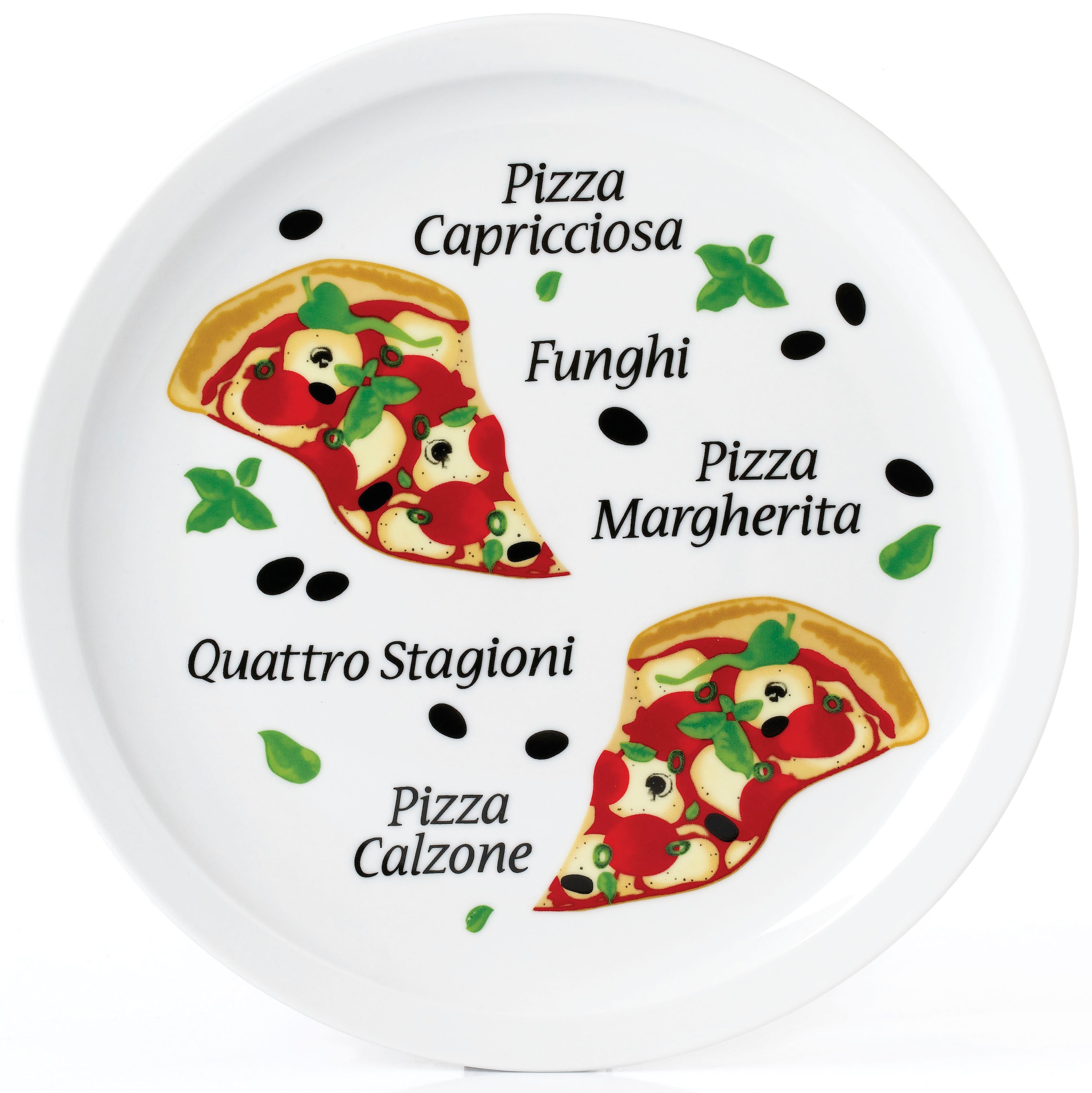 van Well Pizzateller "Margherita", (Set, 6 St., 6 Pizzateller 30cm), Porzellan, spülmaschinen- und mikrowellengeeignet, 