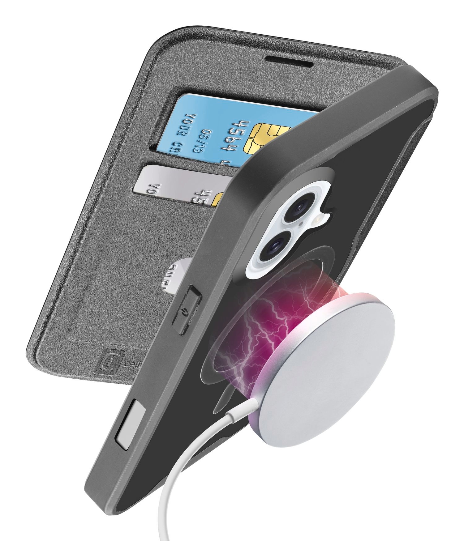 Cellularline Flip Case »Book Case Daily MAG für Apple iPhone 16«, Bookcover, Schutzhülle, Handyschutzhülle, Case, Schutzcase, stoßfest
