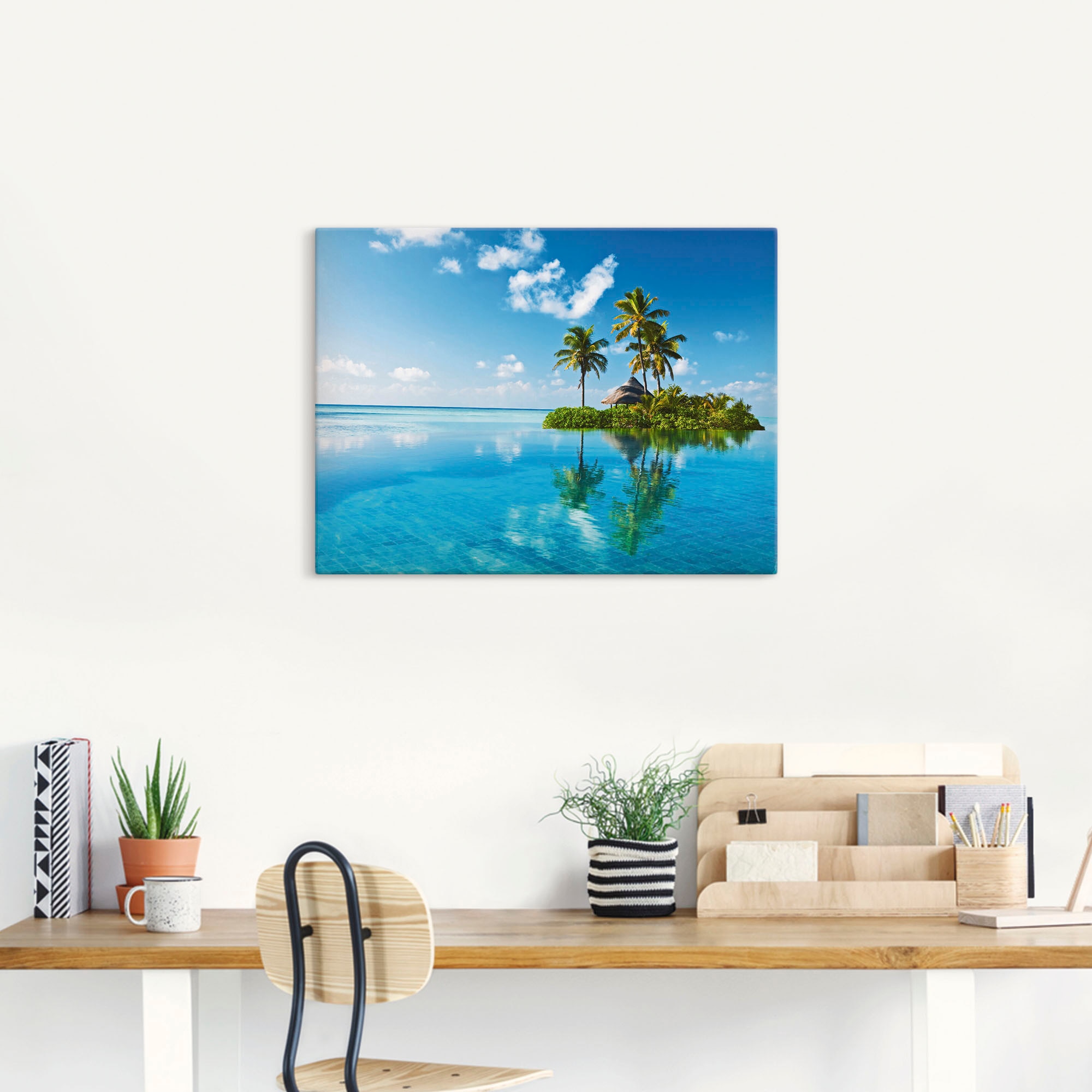 Artland Wandbild »Tropisches Paradies - Insel Palmen Meer«, Amerika, (1 St.), als Alubild, Outdoorbild, Leinwandbild, Poster, Wandaufkleber