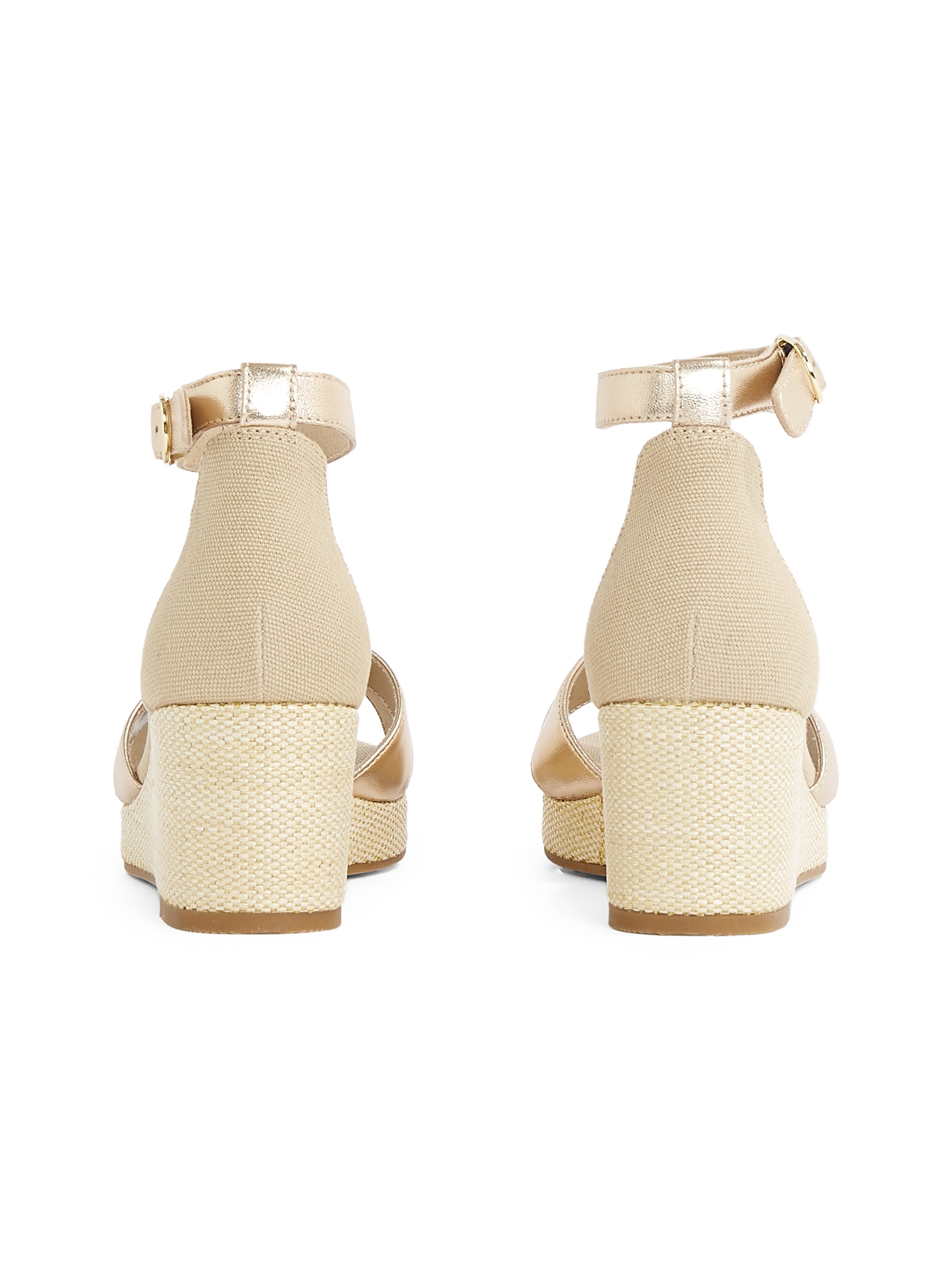 Tommy Hilfiger Keilsandalette »FLAG METALLIC MID WEDGE ESPAD«, Riemchensandale, Sommerschuh mit verstellbarer Schnalle