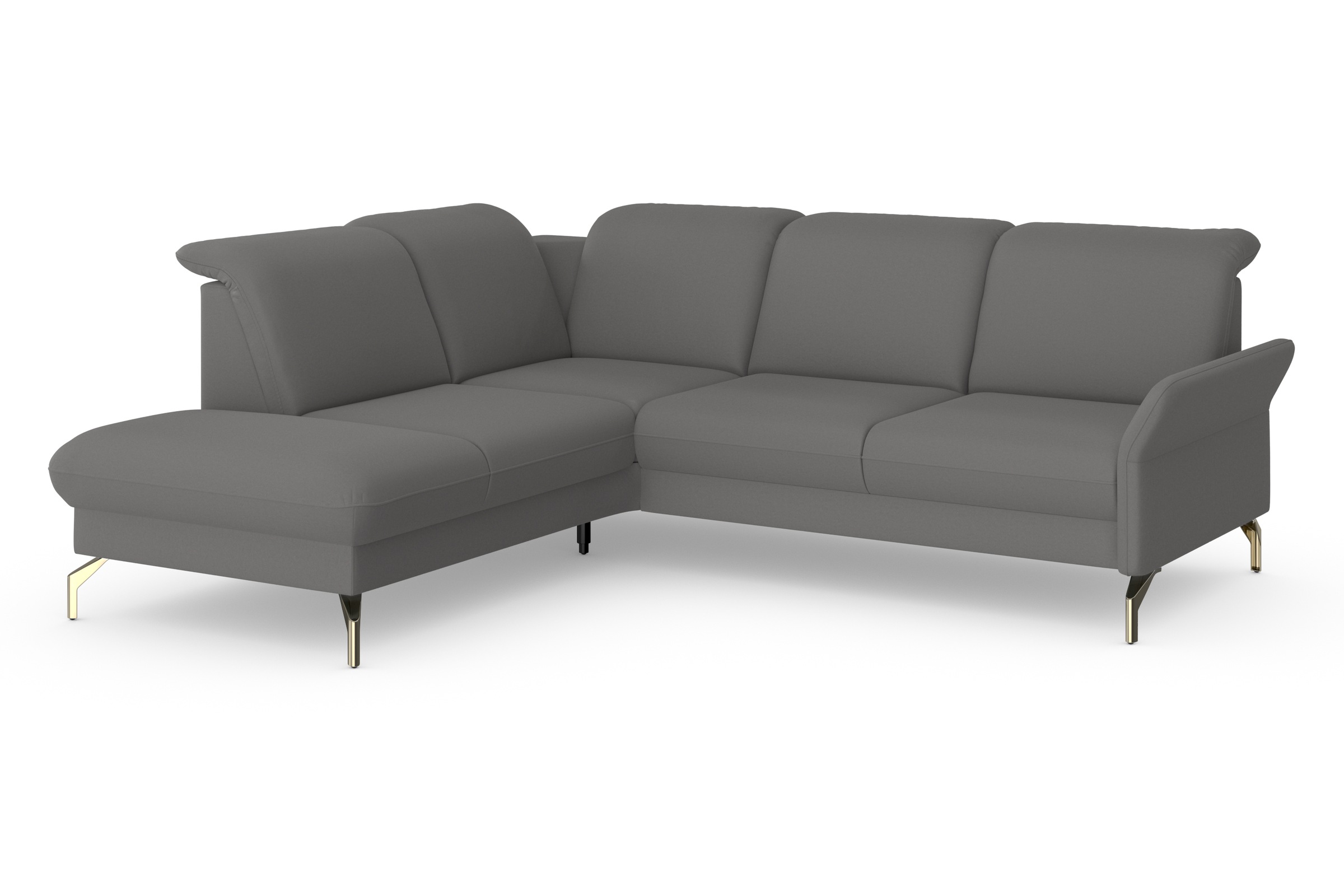 Ecksofa SIT & MORE "Fashion L-Form", grau, B:250cm H:84cm T:207cm, Sofas, Ecksofa, wahlweise mit Kopfteilverstellung, Vorziehsitz, motorisch, Nickelfüße 3