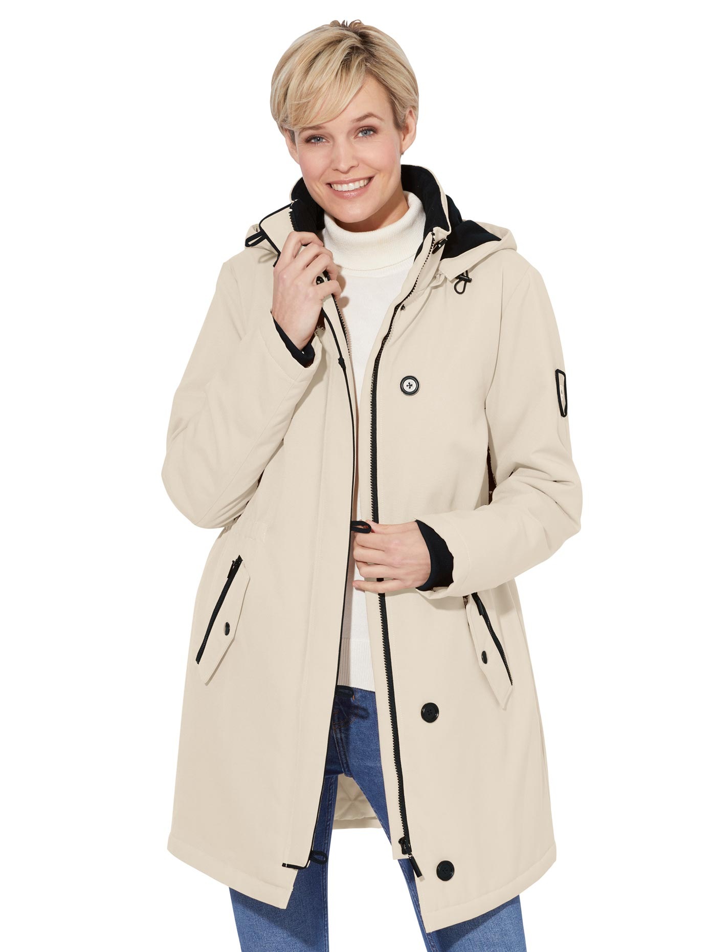 Casual Looks Langjacke mit Kapuze