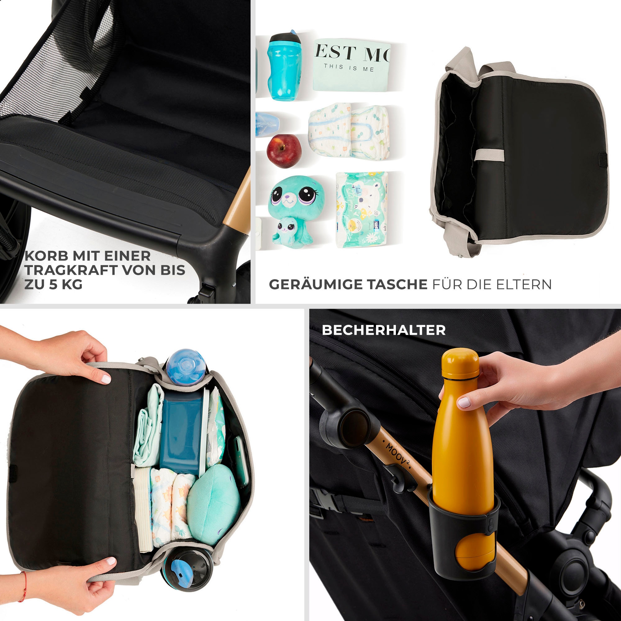 Kinderkraft Kombi-Kinderwagen »MOOV 2 4in1 EVA«, 27 kg, mit EVA-Rädern