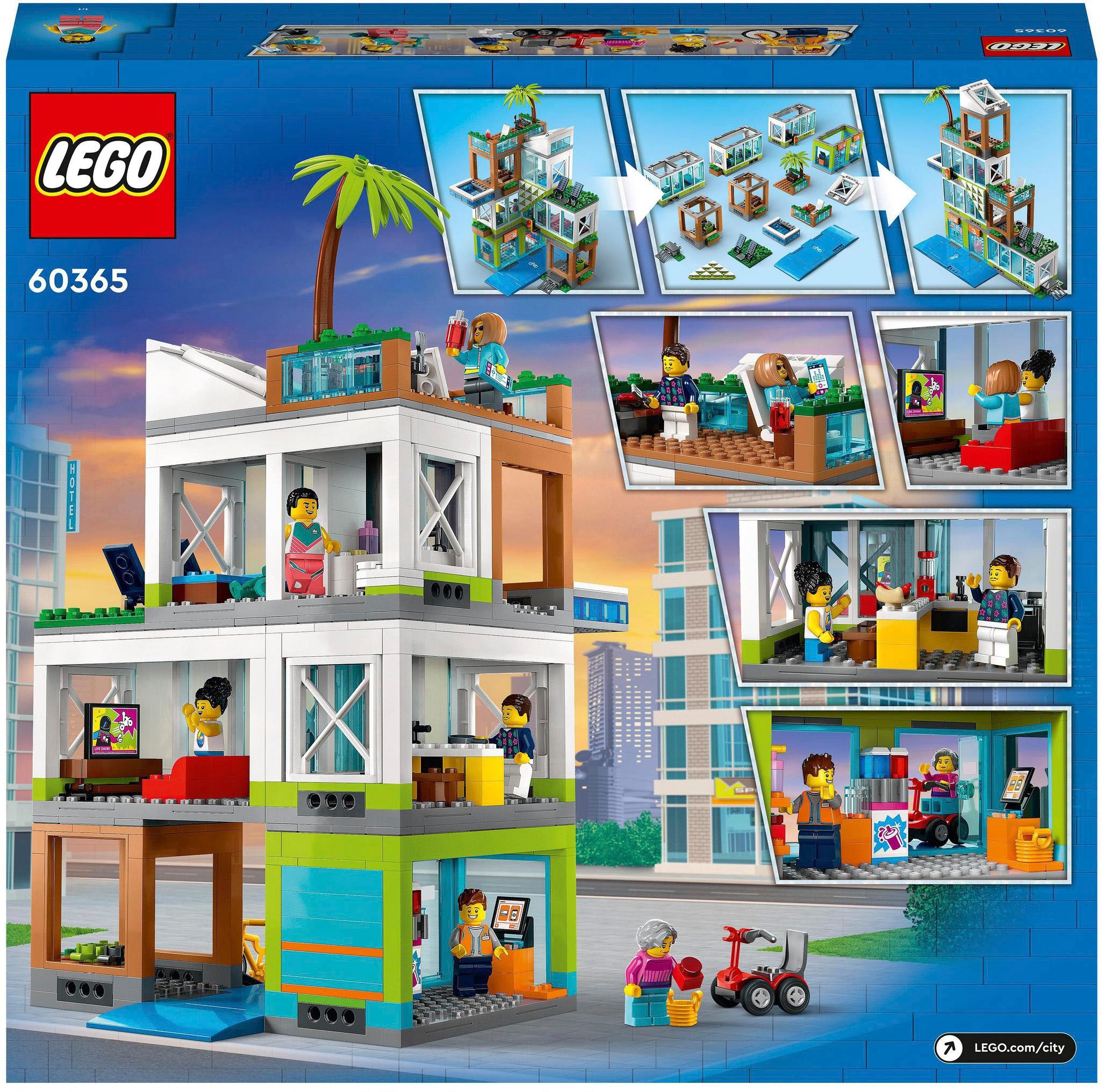 LEGO® Konstruktionsspielsteine »Appartementhaus (60365), LEGO® City«, (688 St.), Made in Europe