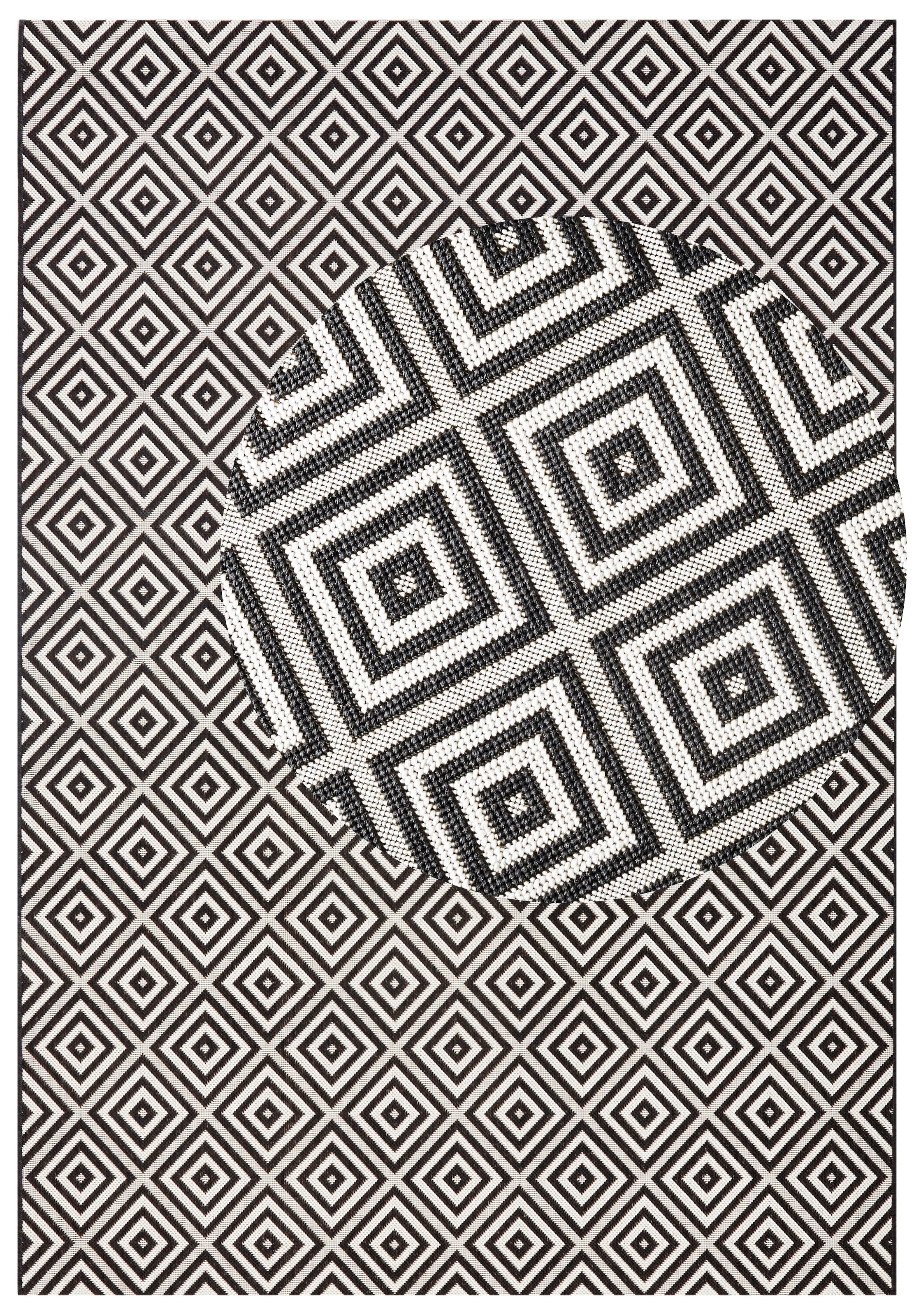 NORTHRUGS Teppich »Karo«, rechteckig, 8 mm Höhe, In- & Outdoor, Läufer, Wetterfest, Raute, Balkon, Garten, Flur