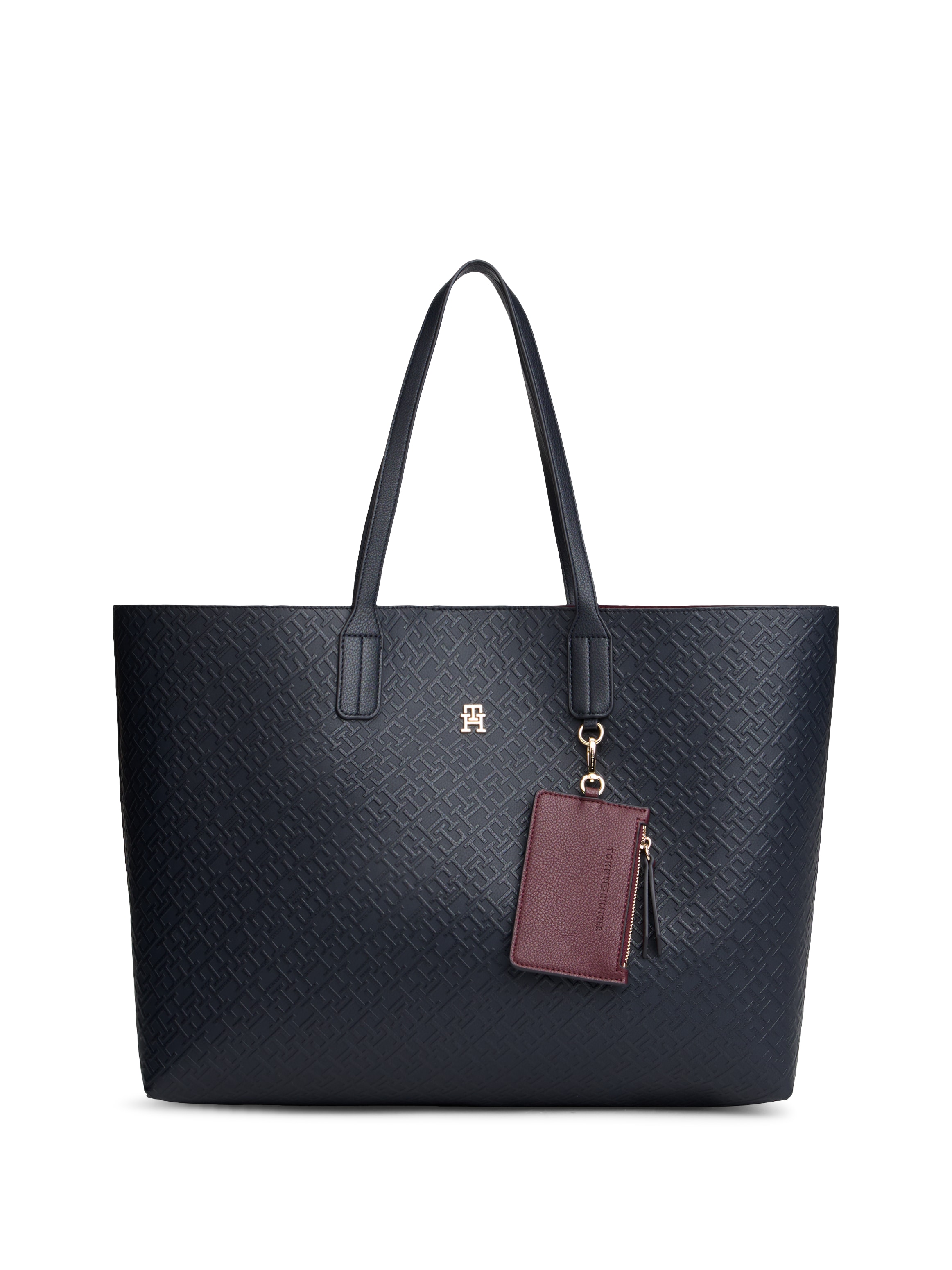 TOMMY HILFIGER Damen Tragetasche "TH ICON TOTE MONO"dunkelblau, Taschen, Damen Schultertasche, Businesstasche mit doppeltem Tragegriff