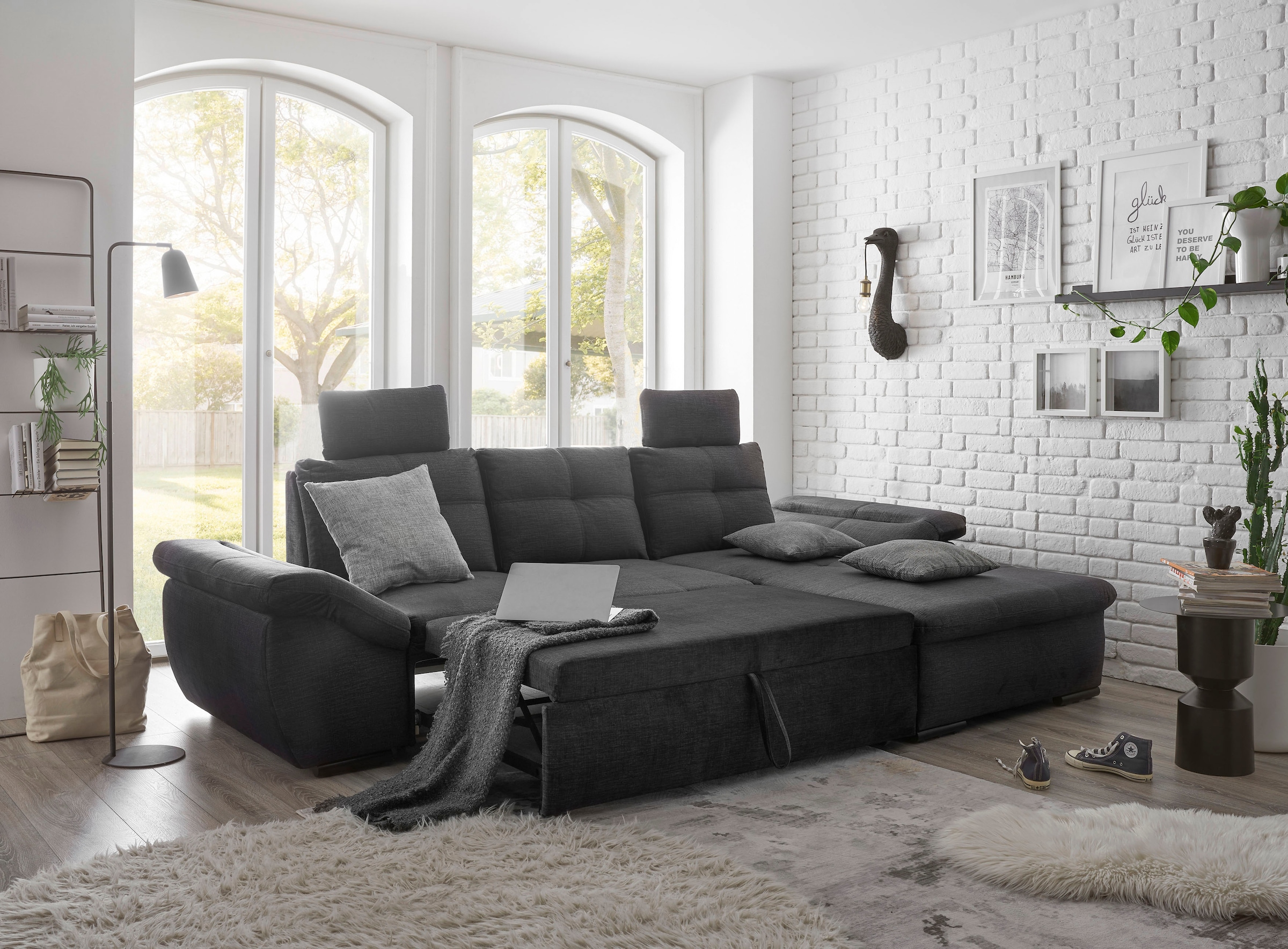 ED EXCITING DESIGN Ecksofa »Alija L-Form«, mit Bettfunktion, Armteilverstellung & Kopfstützen