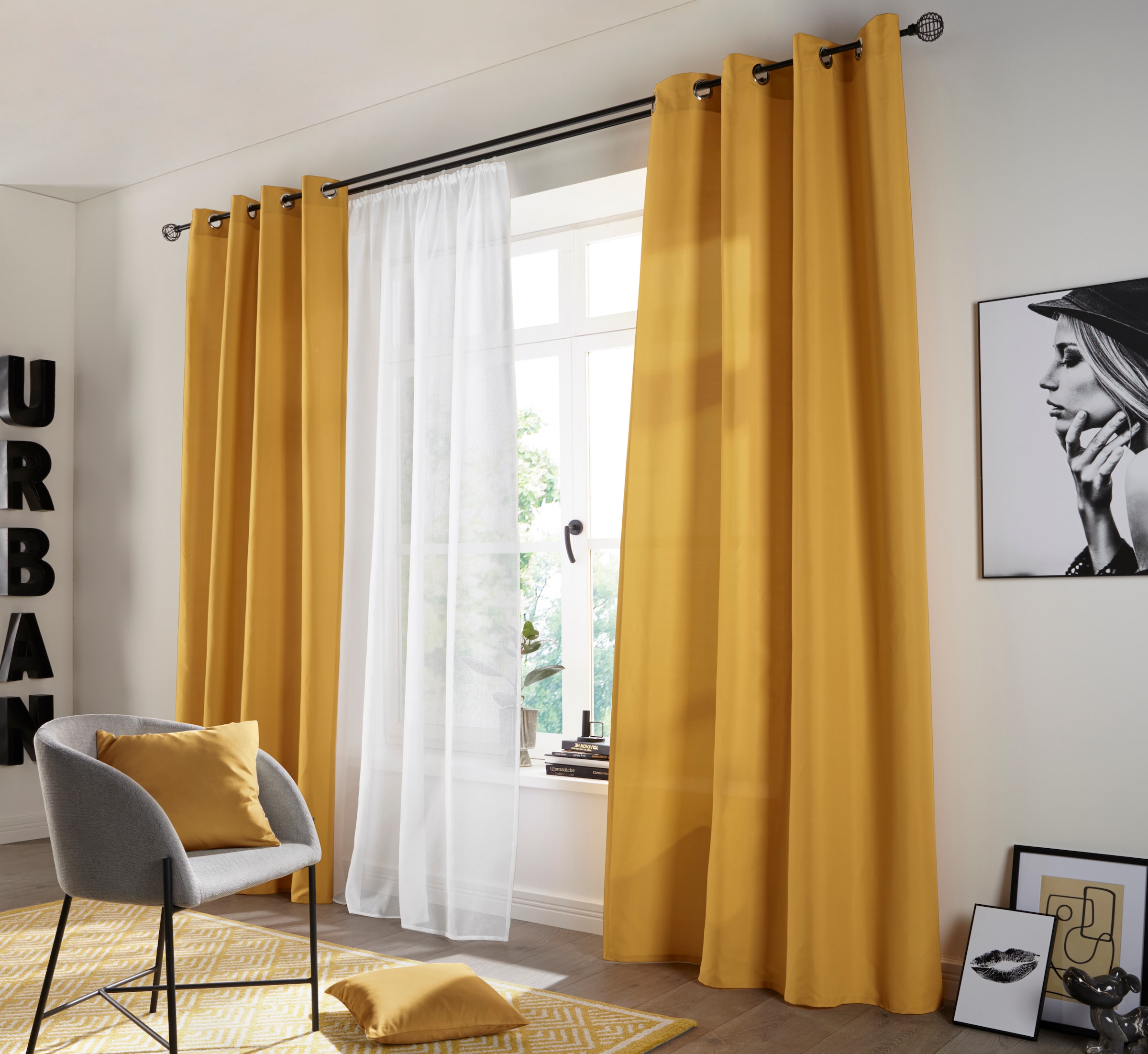OTTO home Vorhang "Raja" Ösen 2 Stk. tlg. einfarbig, Einfache Montage, Pflegeleicht, Ösen, 2 er Pack, uni