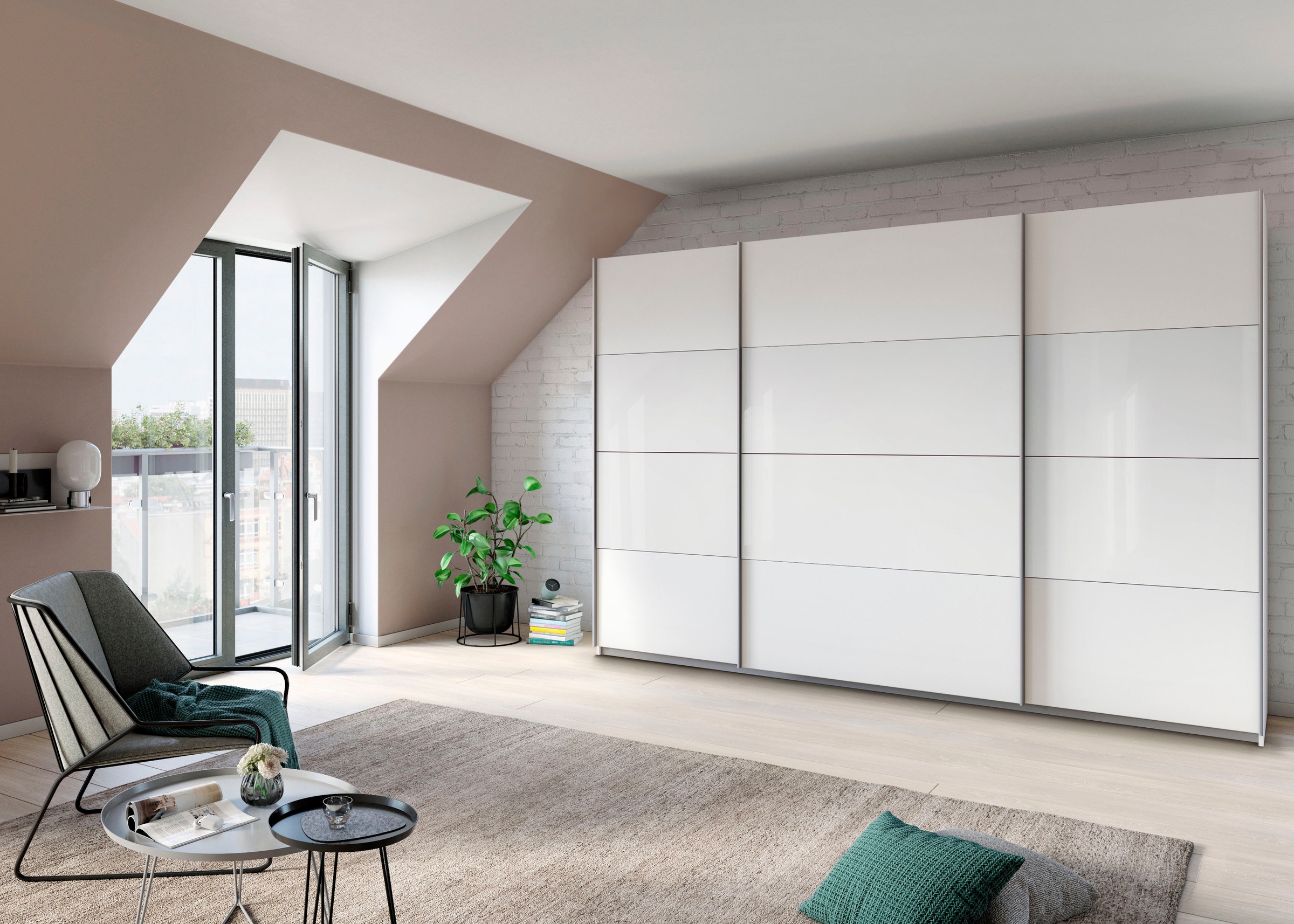 rauch Schwebetürenschrank »Quadra Bestseller Schlafzimmerschrank in vielen Breiten«, Kleiderschrank Garderobenschrank Schrank mit Glaselementen