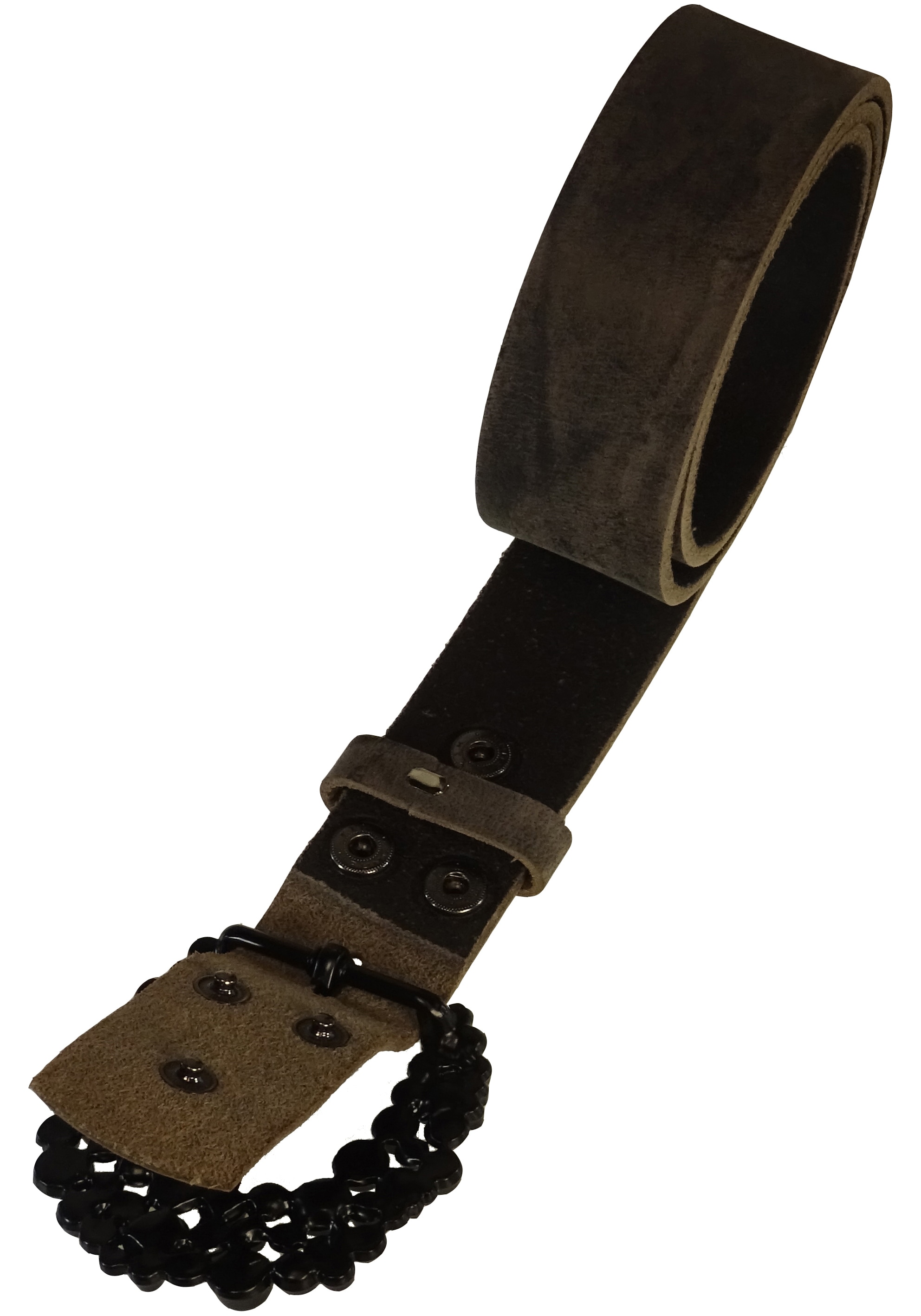 Ledergürtel RETTUNGSRING GÜRTEL, Damen, Gr. 105, grau, Leder, unifarben, Gürtel Ledergürtel, mit austauschbarer Schließe »Strass Dorn Schwarz« 2