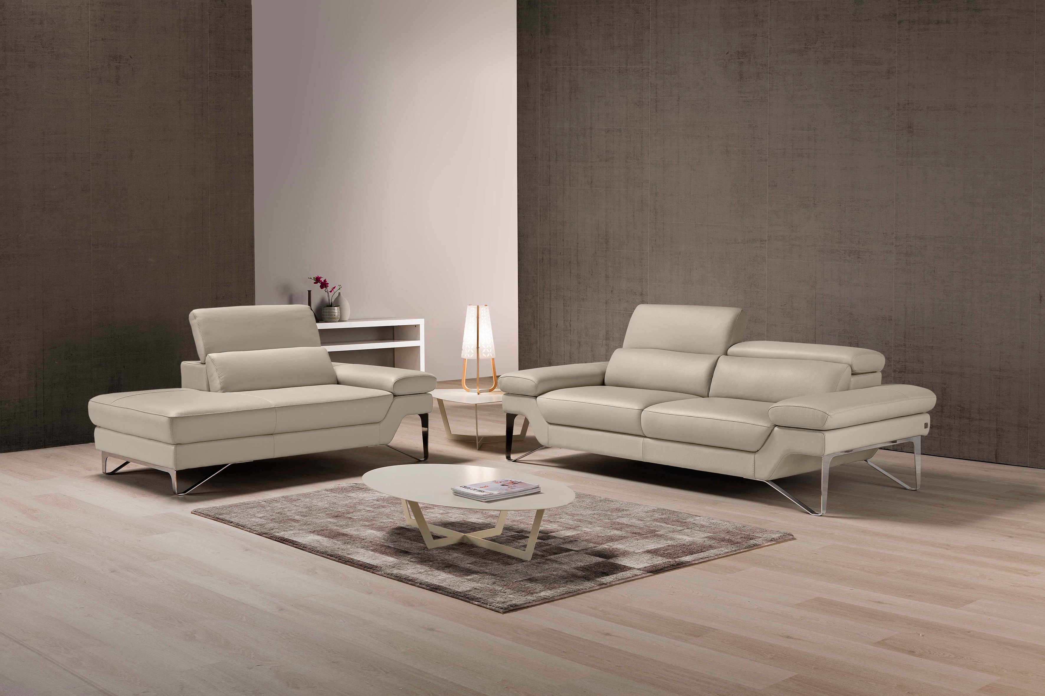 Egoitaliano Polstergarnitur "Princess Design und Sitzkomfort im Einklang, bequem und hochwertig" Set aus 2,5 Sitzer und freitehende Ottomane, Kopfstützen verstellbar