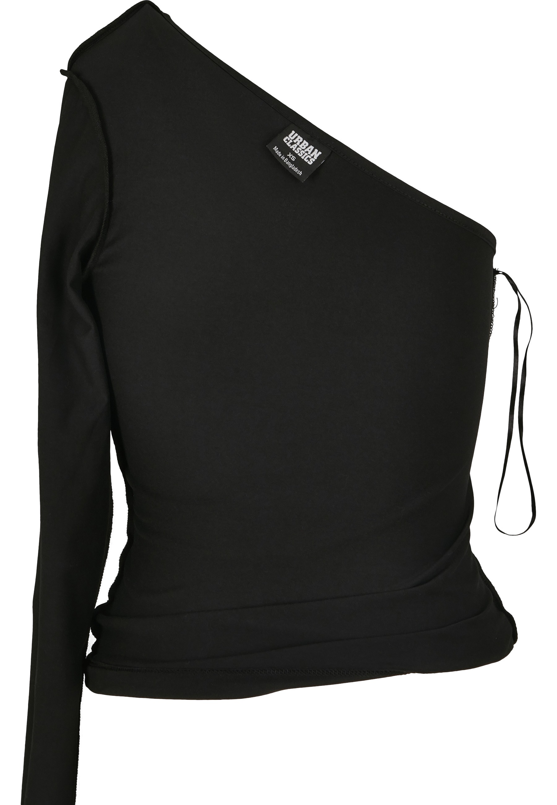 Langarmshirt URBAN CLASSICS "Urban Classics Damen Ladies Asymmetric Longsleeve", Mädchen, Gr. S, schwarz, 95% Baumwolle, 5% Elasthan, unifarben, slim fit, asymmetrischer Ausschnitt, Shirts Langarmshirt 3