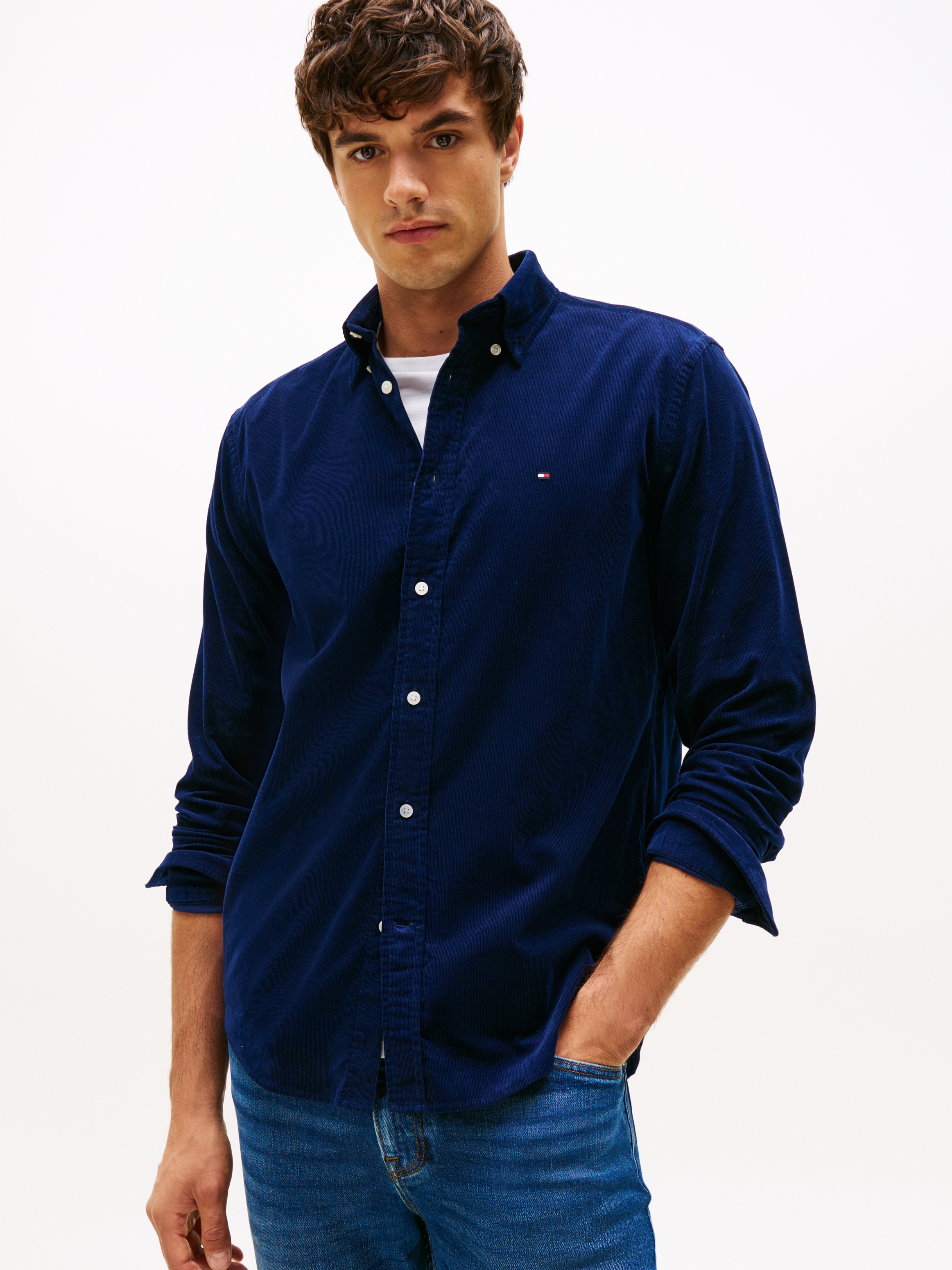 Tommy Hilfiger Langarmhemd "SOLID CORDUROY SHIRT" Regular Fit Cord