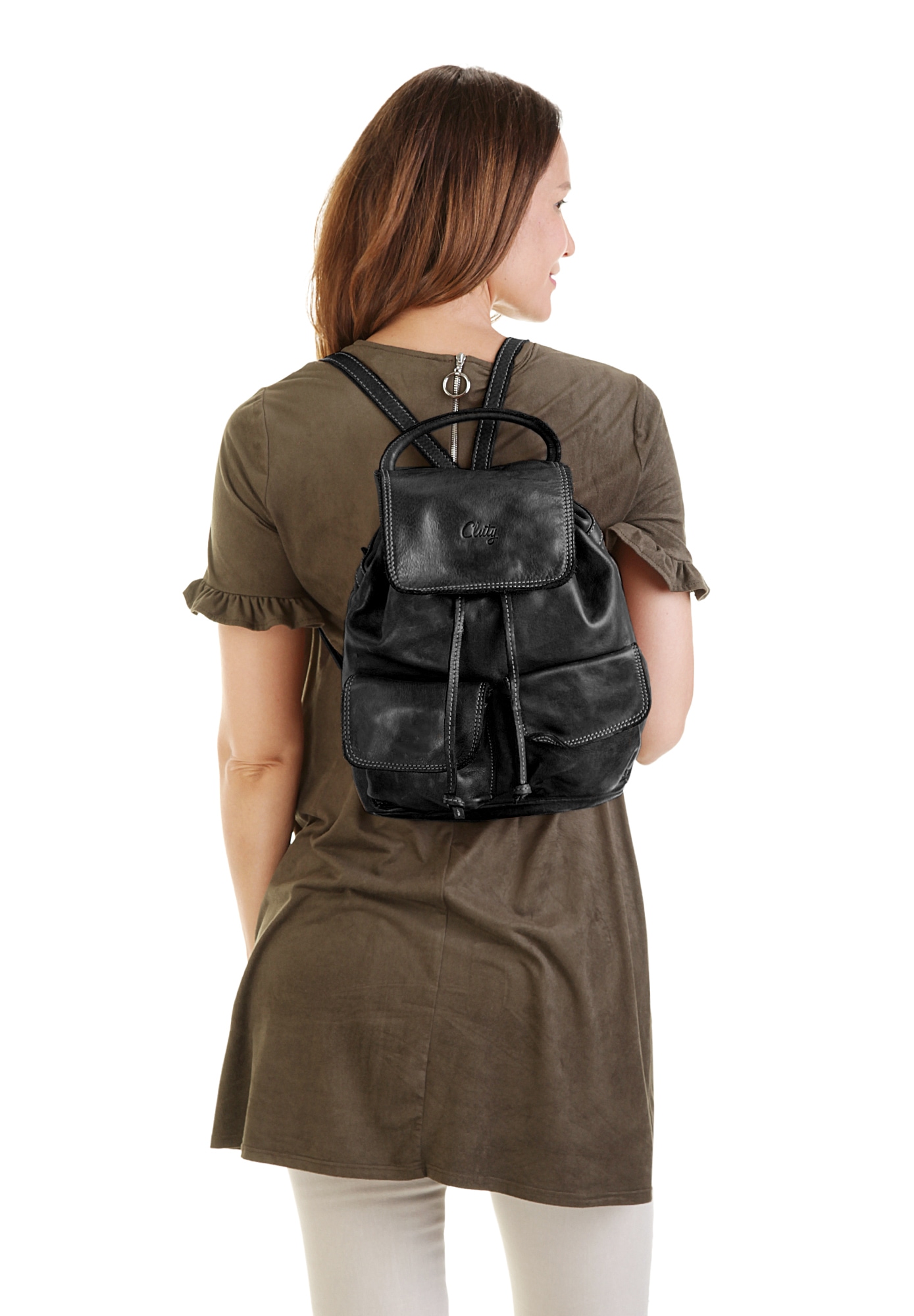 Cluty Cityrucksack, echt Leder, Made in Italy