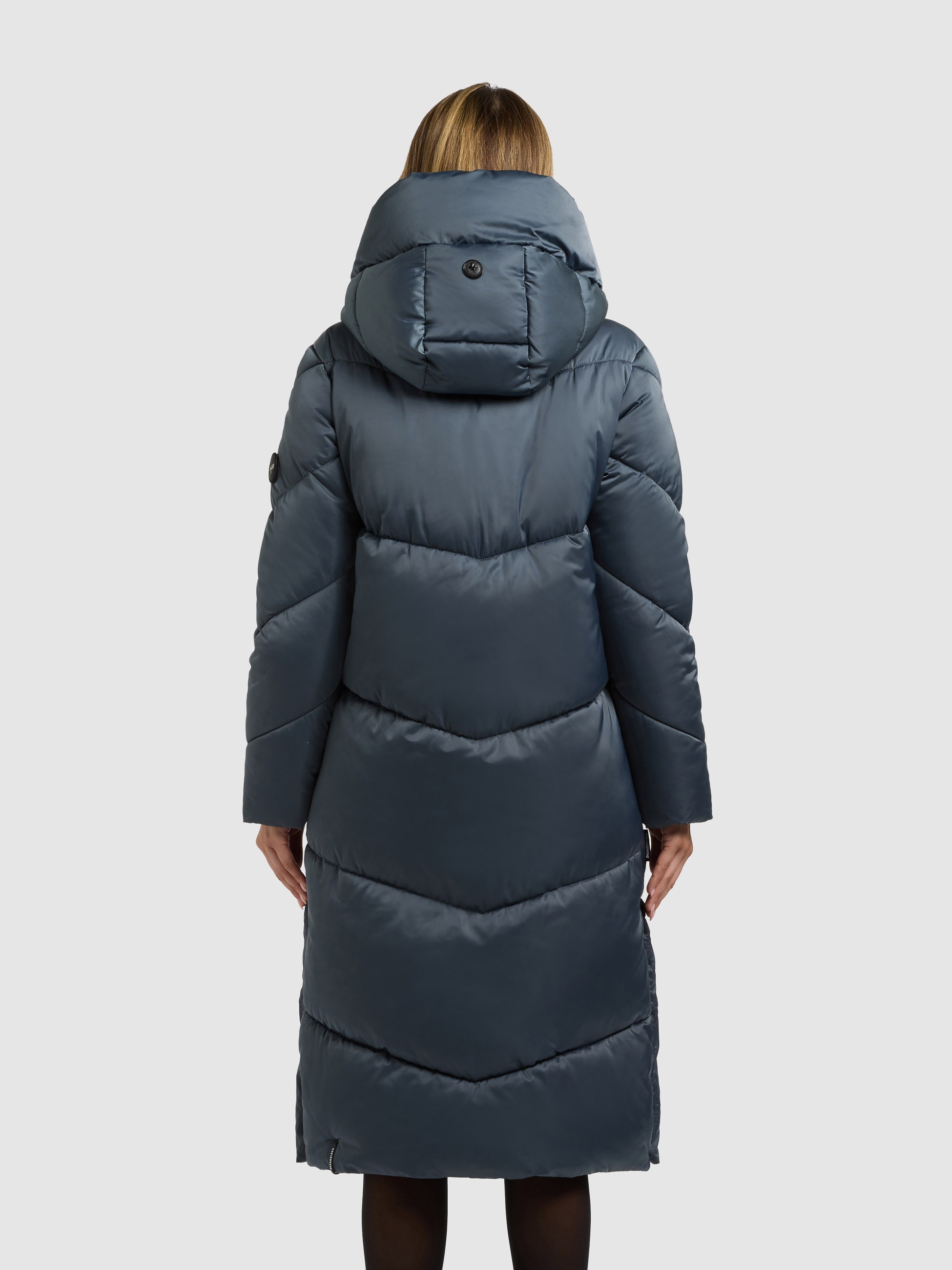 Steppmantel KHUJO "MANELIA2", Damen, Gr. M (38), dim blau, Steppware, Obermaterial: 100% Polyester. Futter: 100% Polyester. Wattierung: 100% Polyester, unifarben, kniebedeckend, elastischer Bund, Mäntel Steppmantel 3