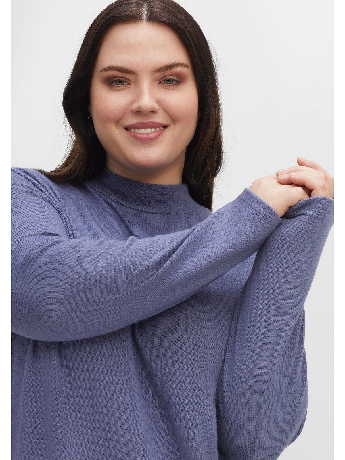 Super meistverkaufte Produkte Sheego Langarmshirt »Große Größen«, BAUR und Stehkragen Knopfleiste bestellen mit online hinten 