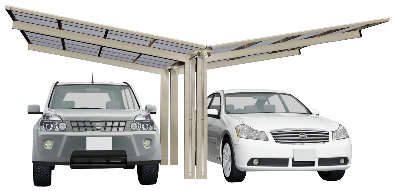 Ximax Doppelcarport "Linea Typ 60 Y-Edelstahl-Look", Aluminium, 532 cm, edelstahlfarben, Aluminium