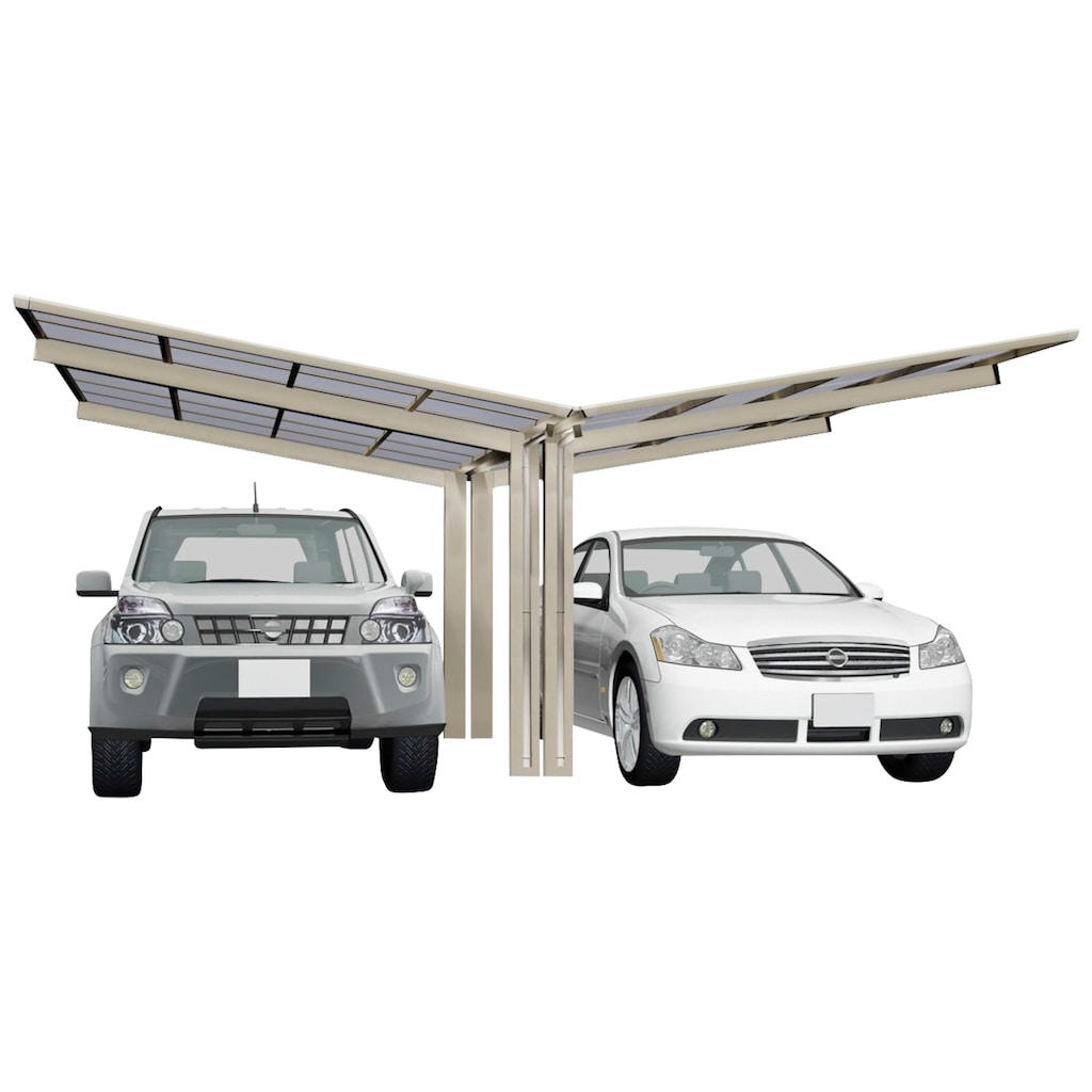 Ximax Doppelcarport »Linea Typ 60 Y-Edelstahl-Look«, Aluminium, 532 cm, edelstahlfarben