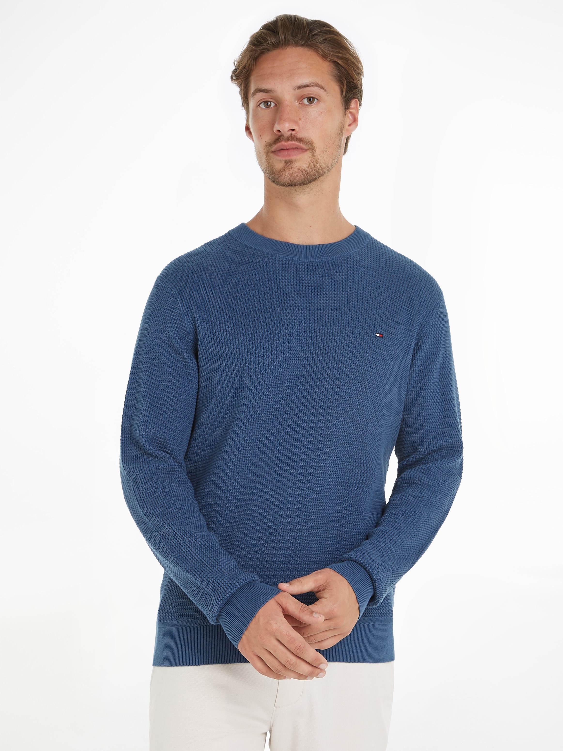 Tommy Hilfiger Rundhalspullover REFINED STRUCTURE CREW NK mit feiner Strukt günstig online kaufen