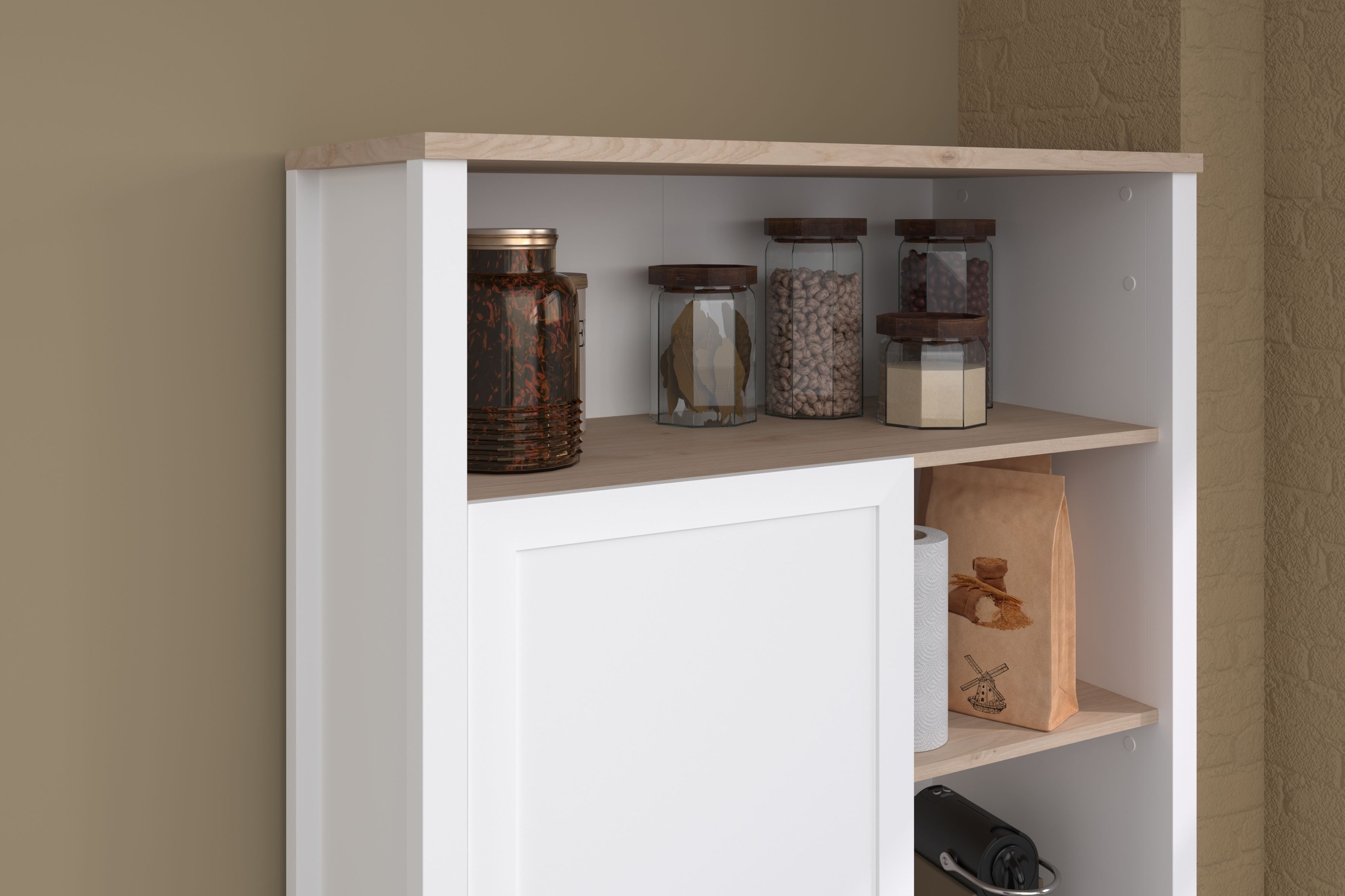 Parisot Schrank-Set »Cottage 1«, (Set, 2 St., Buffet Schrank und Beistellschrank), Viel Stauraum, Flaschenregal, Metallgriffe, MDF, melaminbeschichtet