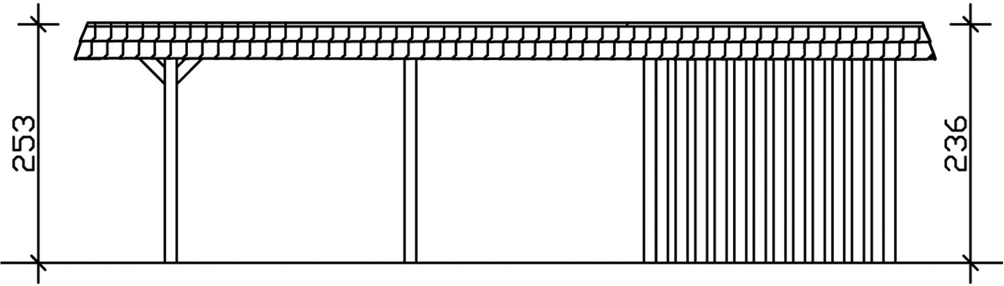 Skanholz Doppelcarport »Wendland«, Leimholz-Fichte, 550 cm, Nussbaum, mit Abstellraum mit Aluminiumdach, rote Blende