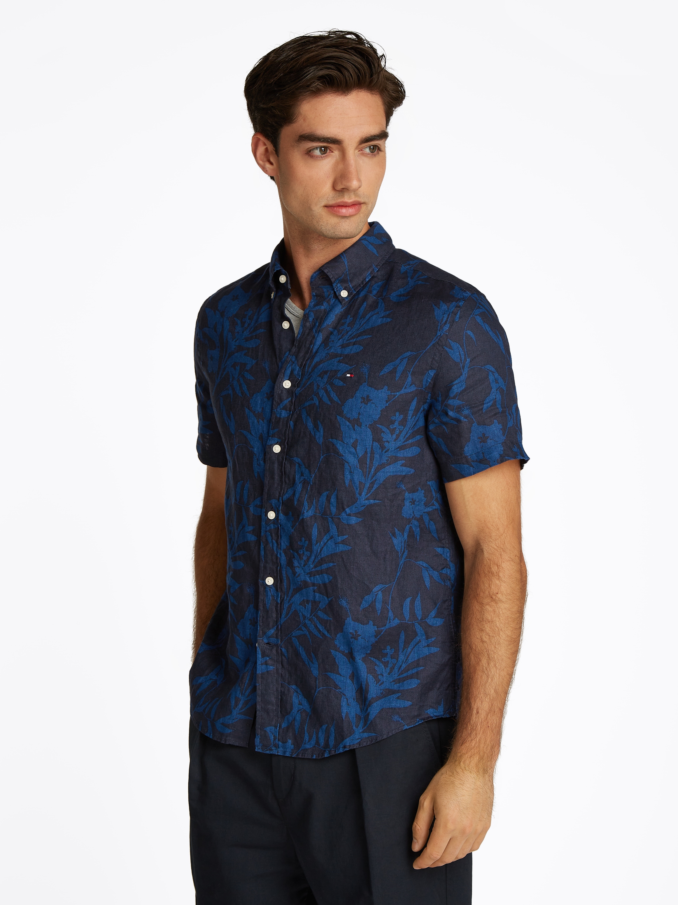 Tommy Hilfiger Leinenhemd "LINEN TROPICAL PRT SS RF SHIRT", mit Allover Flo günstig online kaufen