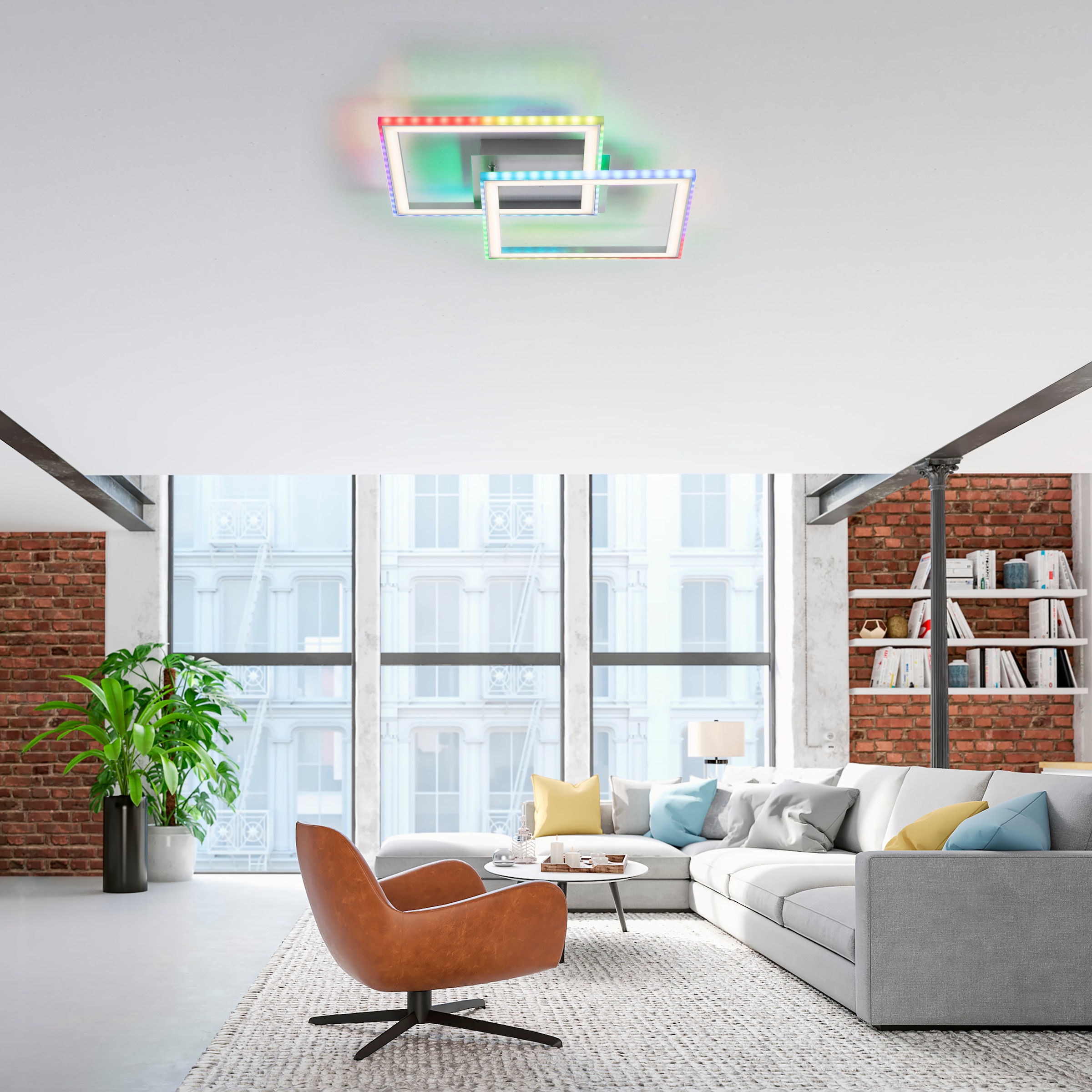 JUST LIGHT Deckenleuchte »FELIX60«, 2 flammig, Leuchtmittel LED-Board-LED-Board | LED fest integriert-LED fest integriert, LED, CCT - über Fernbedienung, RGB-Rainbow, Infrarot inkl., dimmbar
