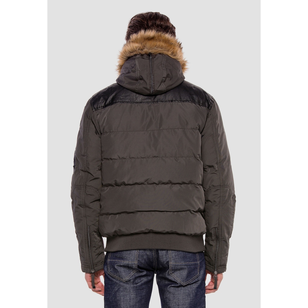 Cipo & Baxx Winterjacke, mit abnehmbaren Pelzkragen