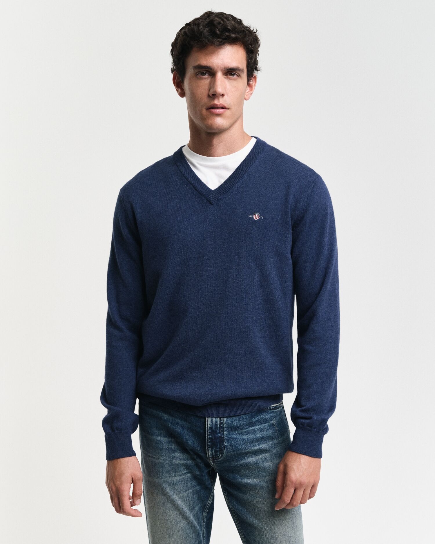 Gant V-Ausschnitt-Pullover "COTTON/WOOL", normale Passform, Strickpullover günstig online kaufen