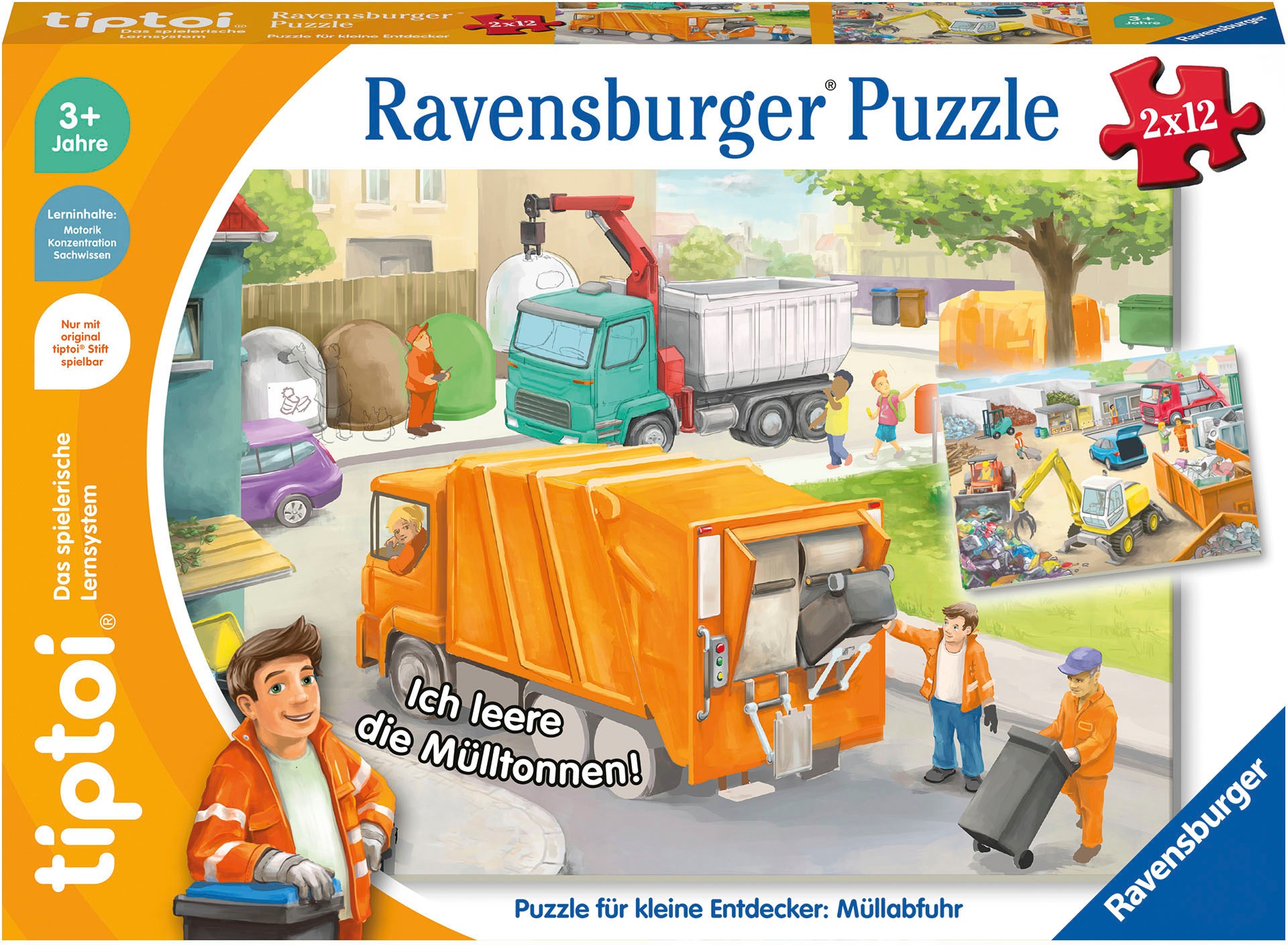 Ravensburger Puzzle »tiptoi® Puzzle für kleine Entdecker: Müllabfuhr«, (2 x 12 Teile) Made in Europe