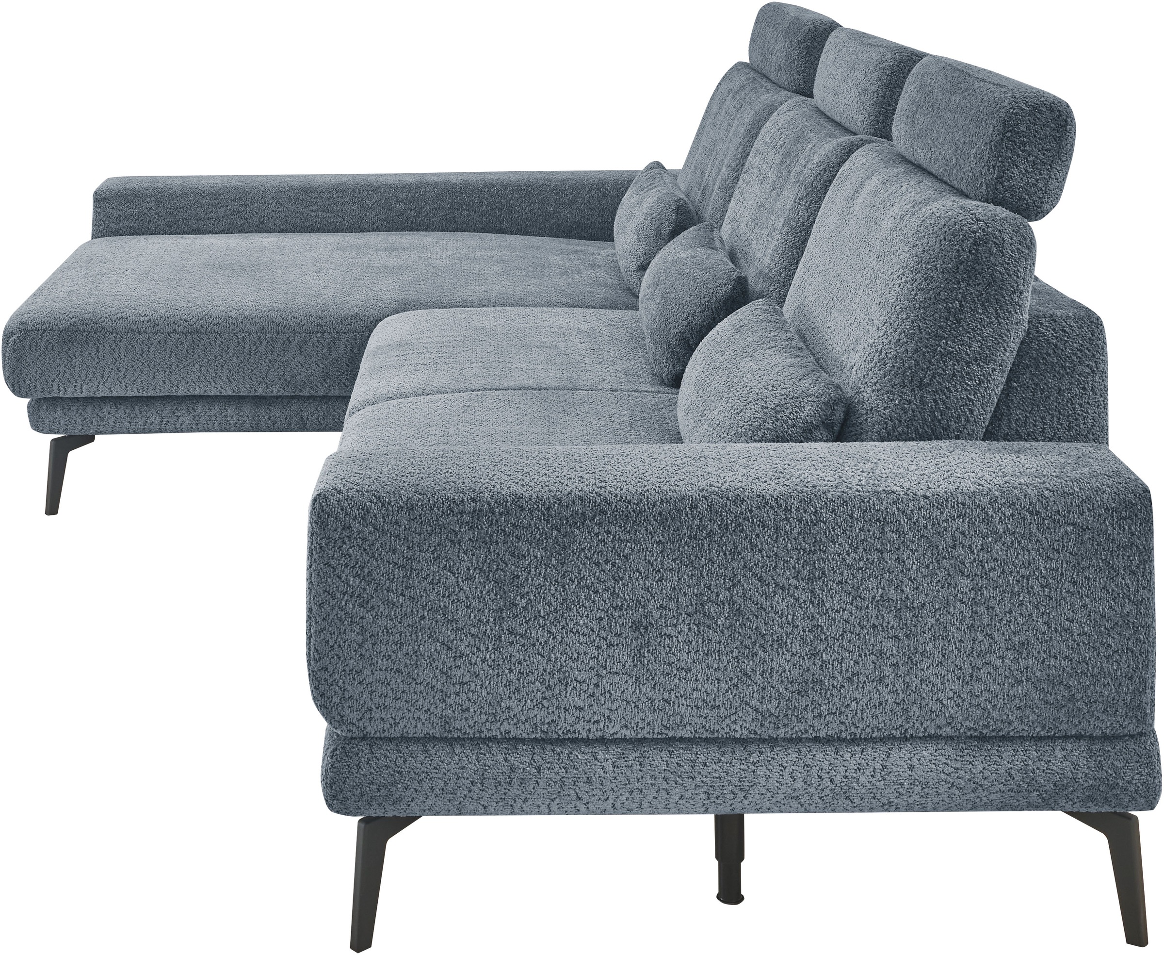 set one by Musterring Ecksofa »SO 3600, inkl motor. Sitztiefenverstellung, Kopfstützen, Nierenkissen«, Sitzhöhe 44 cm, Kaltschaum, Breite 293 x Tiefe 180 cm, Kama blue