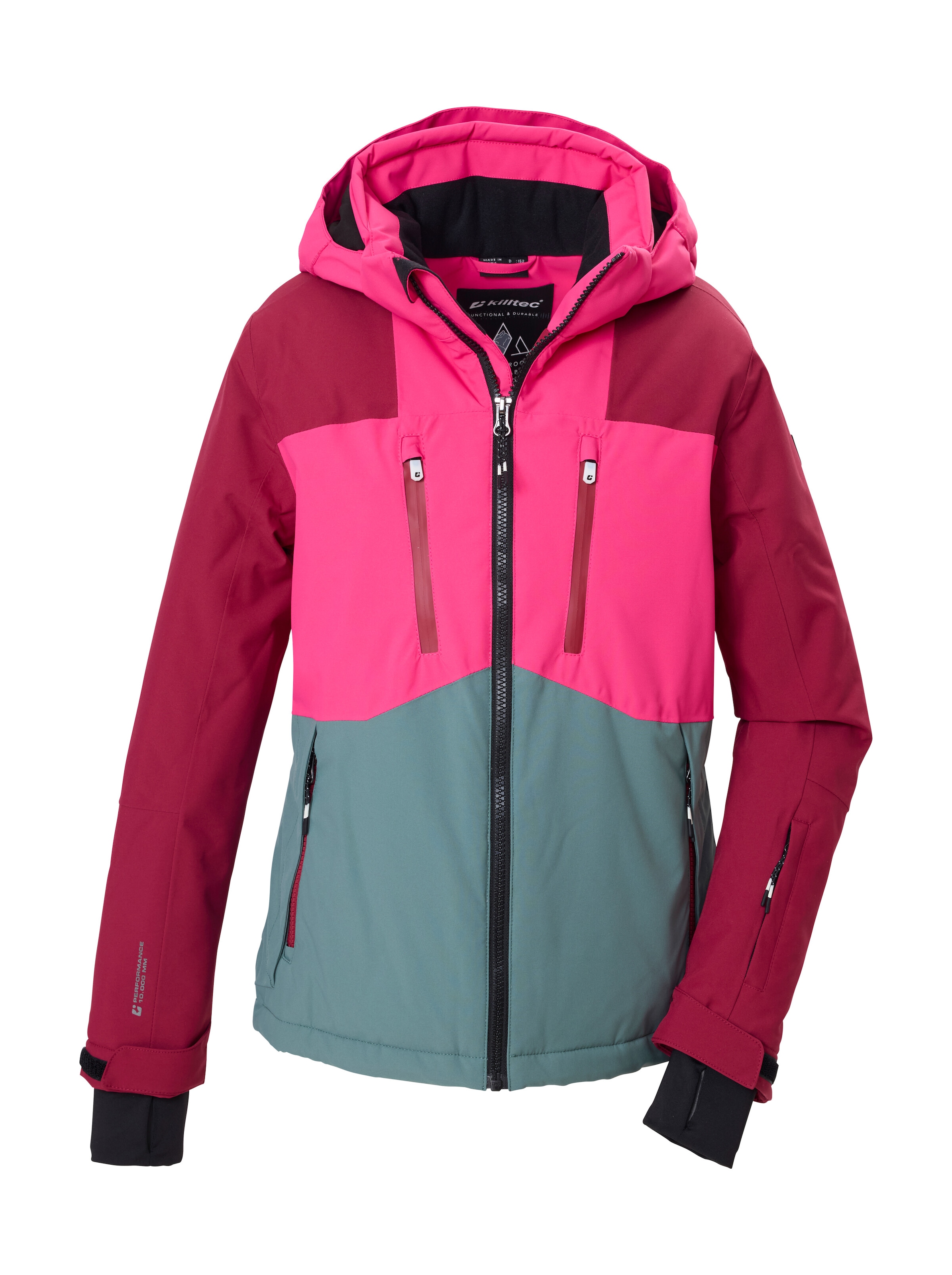 Killtec Skijacke "KSW 191 GRLS SKI JCKT" Wind- und wasserdichte Kinder Skijacke mit Colourblock Design