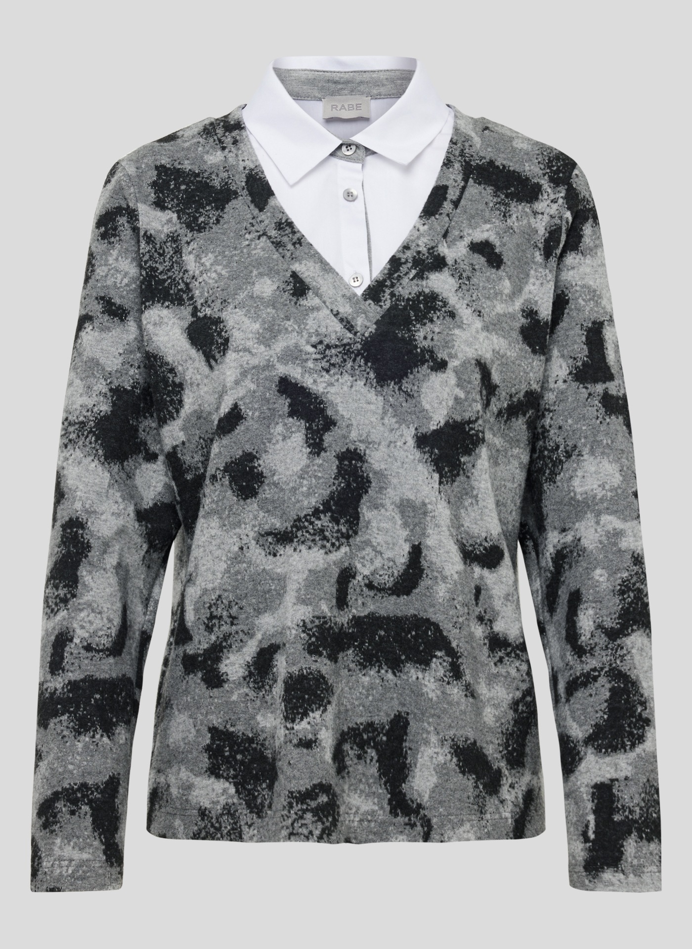 Rabe Print-Shirt »Rabe Eleganter Two-in-one-Pullover mit Hemdkragen«
