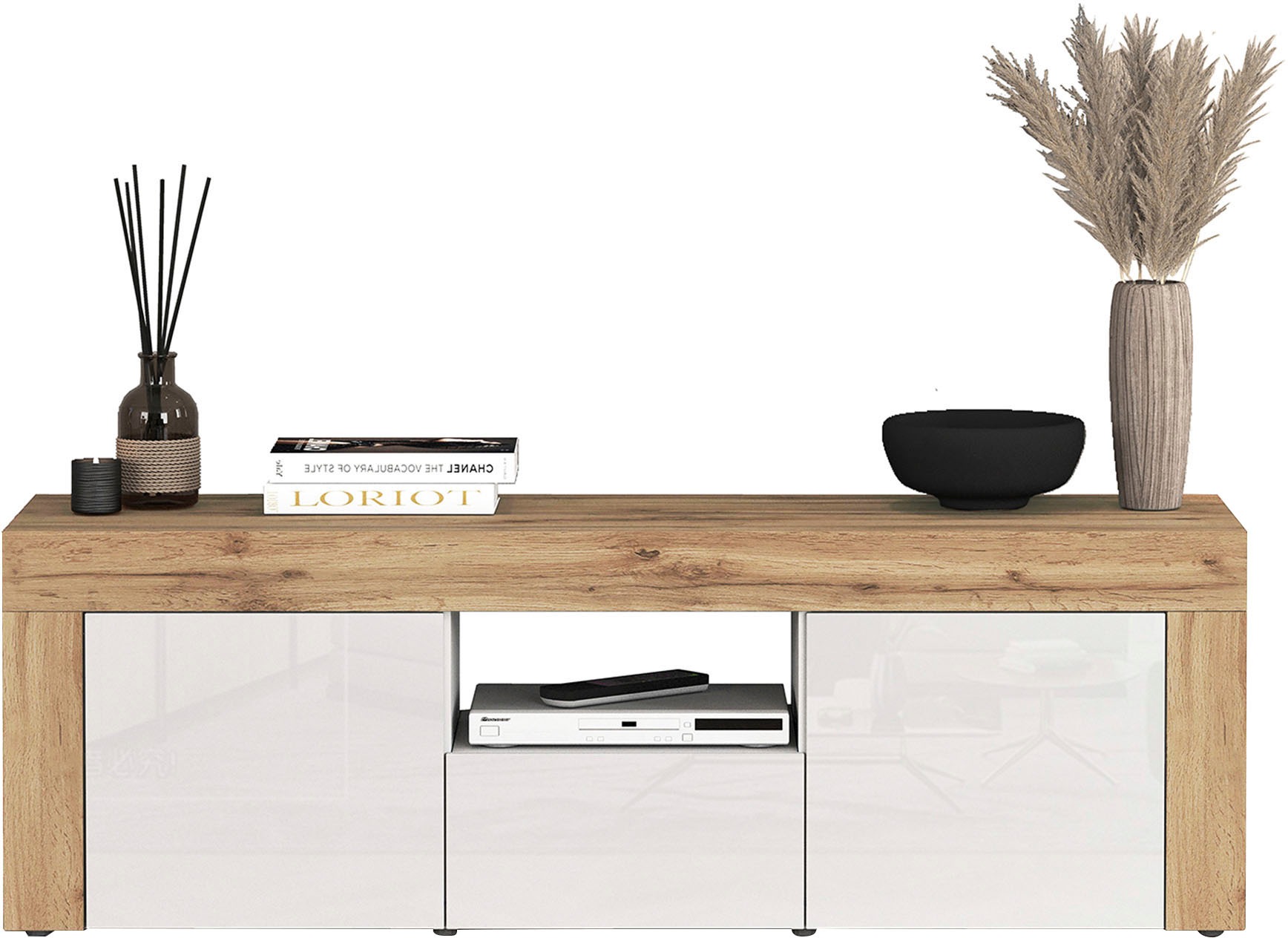 OTTO home Lowboard "CHRONOS Breite 155 cm mit 2 Türen, 1 Schublade,1 offene günstig online kaufen