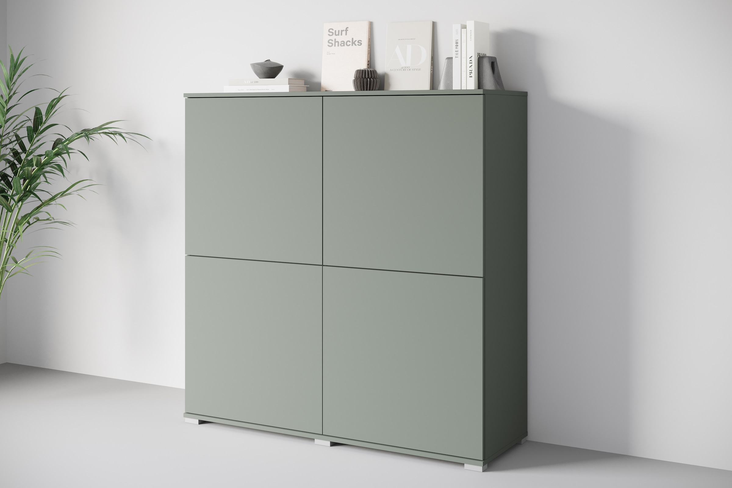 INOSIGN Highboard »Kenia, moderne grifflose Hochkommode mit 4 Türen, Breite 120 cm«, (1 St.), Push-to-Open-Fronten, höhenverstellbaren Einlegeböden