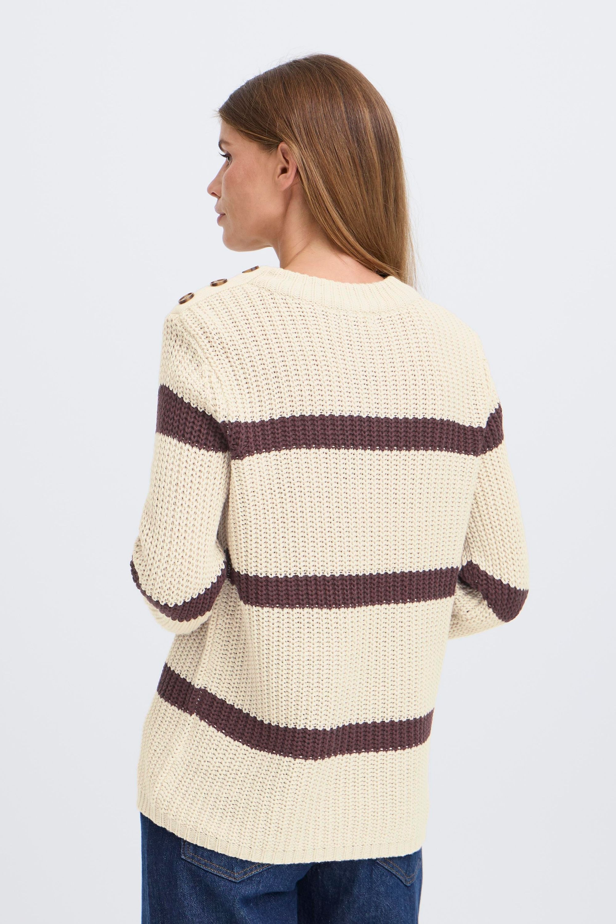 Strickfleece-Pullover OXMO "Strickpullover OXFKANNA", Damen, Gr. XXL, braun (fudge mix), Obermaterial: 60% Baumwolle CO. 40% Polyacryl PAN., Pullover 3