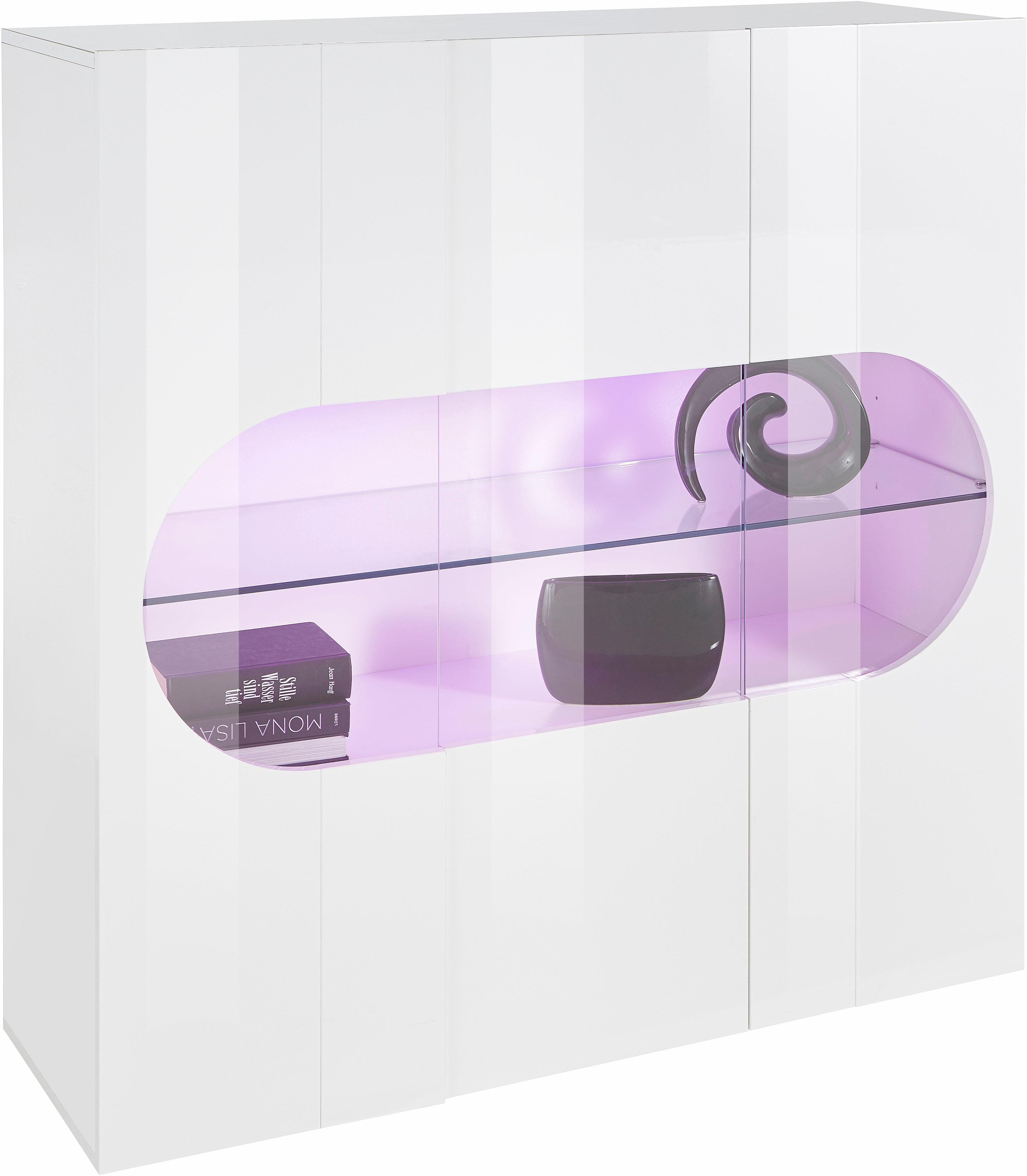 Thumbnail - Home affaire Highboard "Real,Highboard,Kommode,Schrank mit 3 Türen,komplett hochglanz lackiert" mit 3 Türen, davon 2 aus...