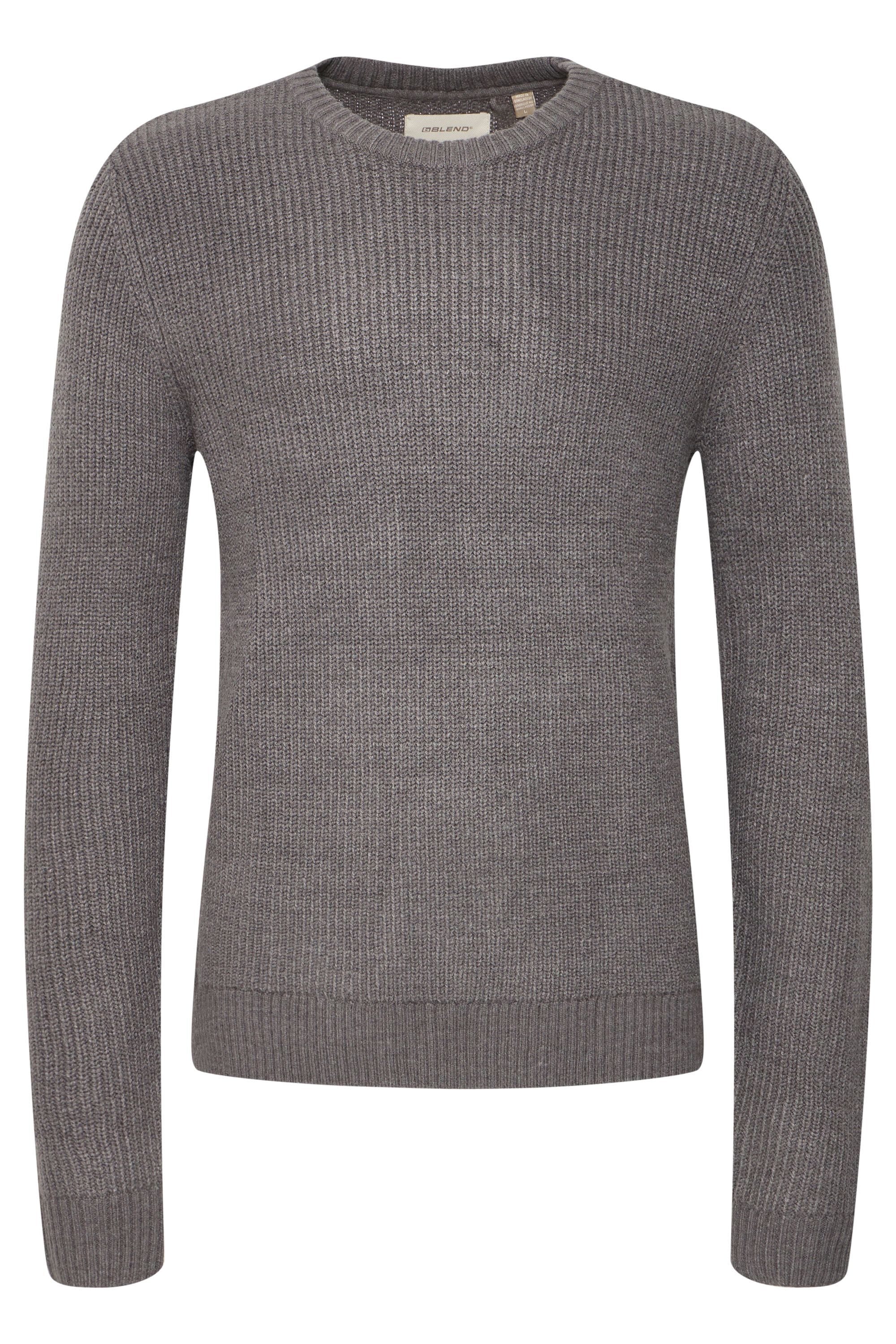 Strickfleece-Pullover BLEND "Strickpullover BHPullover", Herren, Gr. XXL, grau (pewter mix), Obermaterial: 80% Polyacryl PAN. 20% Nylon NY., Pullover 4