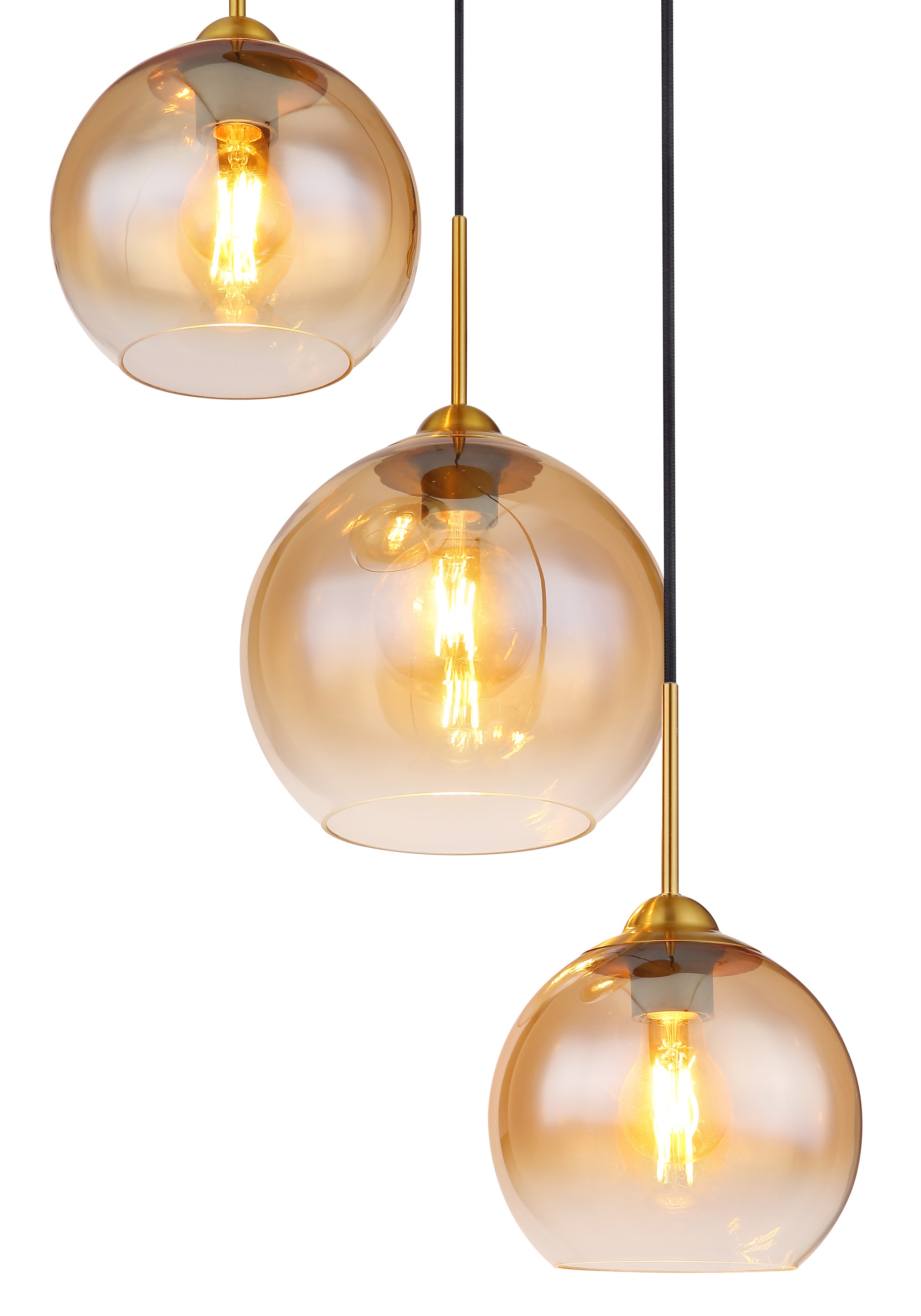 GLOBO LIGHTING Hängeleuchte »JAMESSA« E27 1 Stk. Hängeleuchte Messing, Glas amber/klar, höhenkürzbar, E27